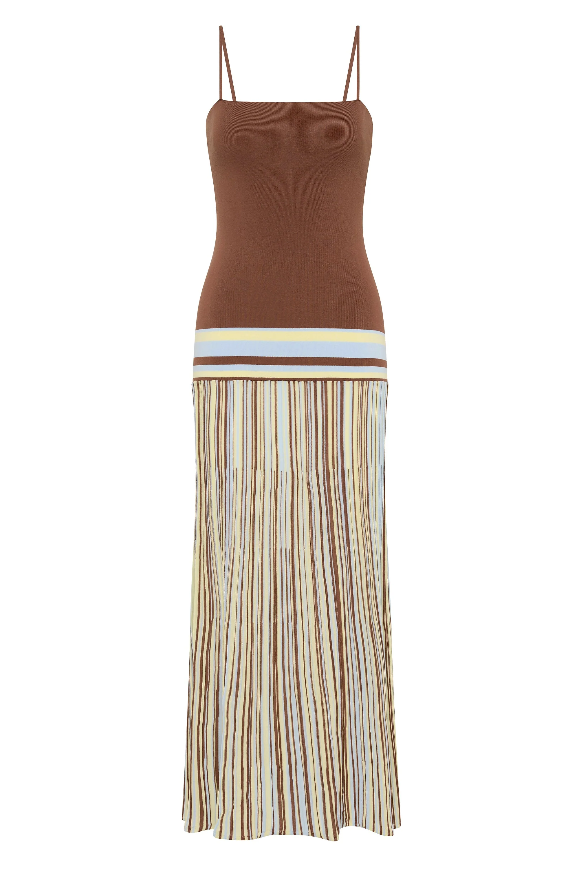 Faithfull - Esenia Knit Dress Sky Blue Pale Yellow Stripe - Image 7