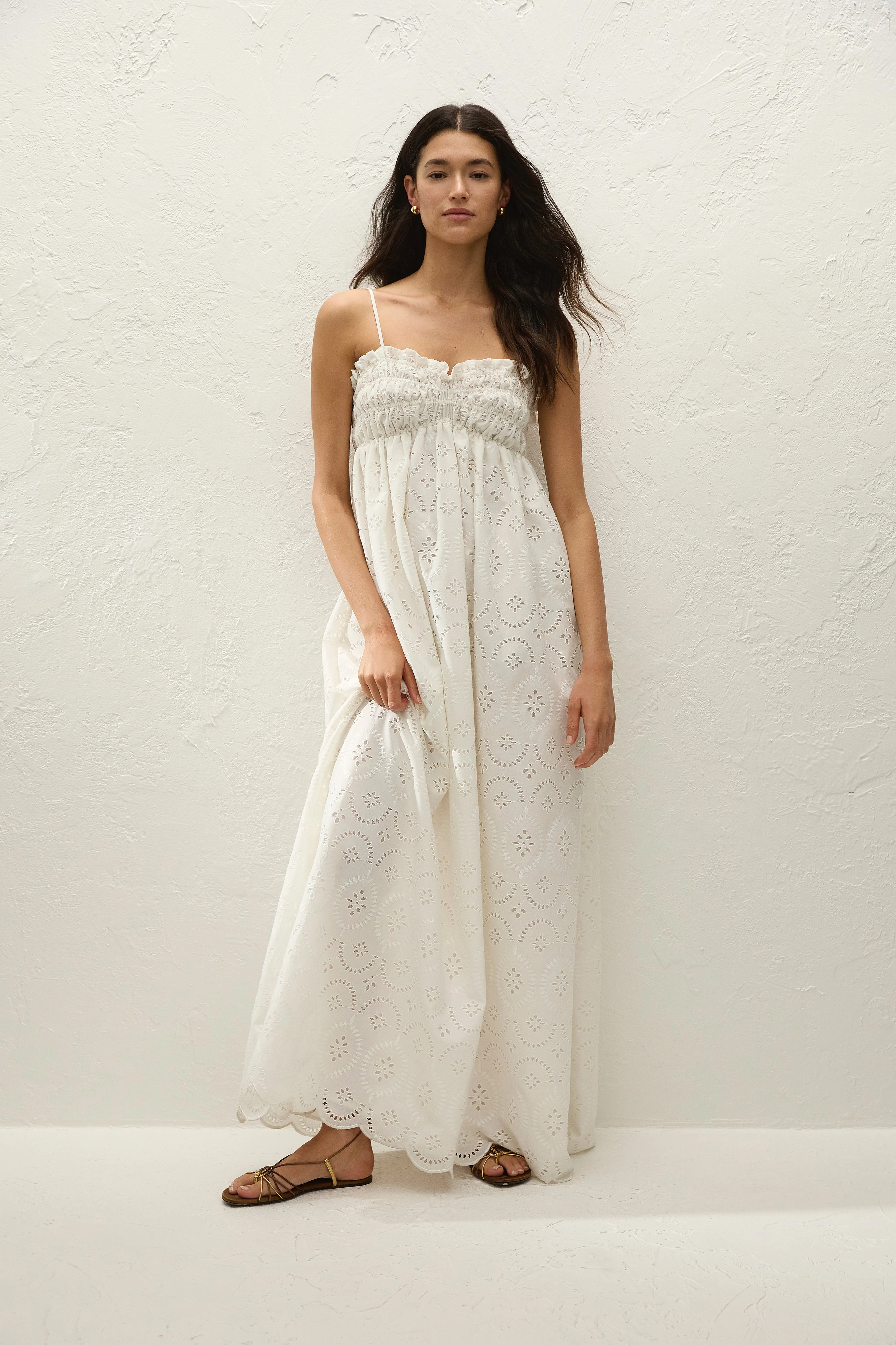 Faithfull - Etta Maxi Dress Bianca Broderie White