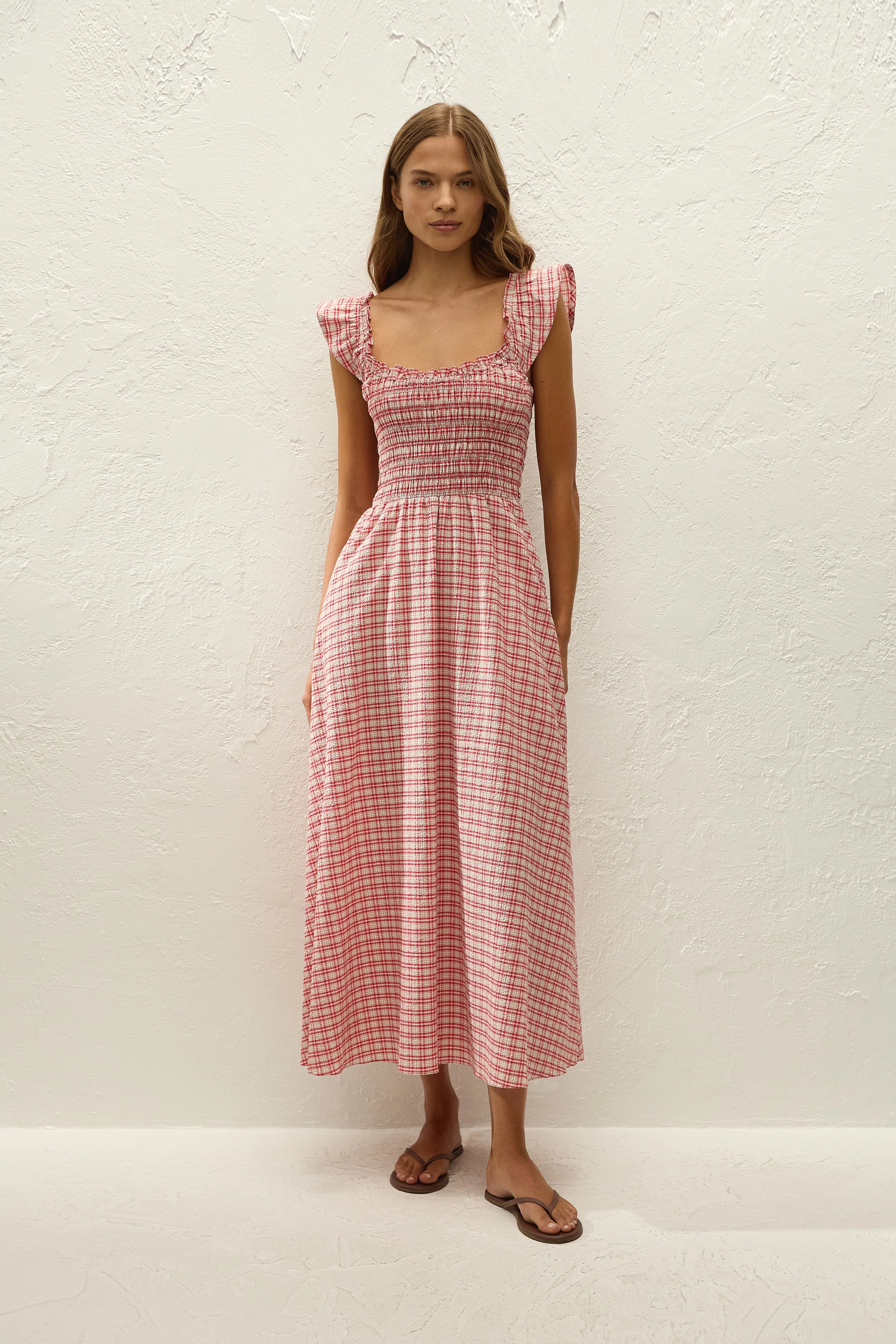 Faithfull - Eudora Midi Dress Vintage Red Check