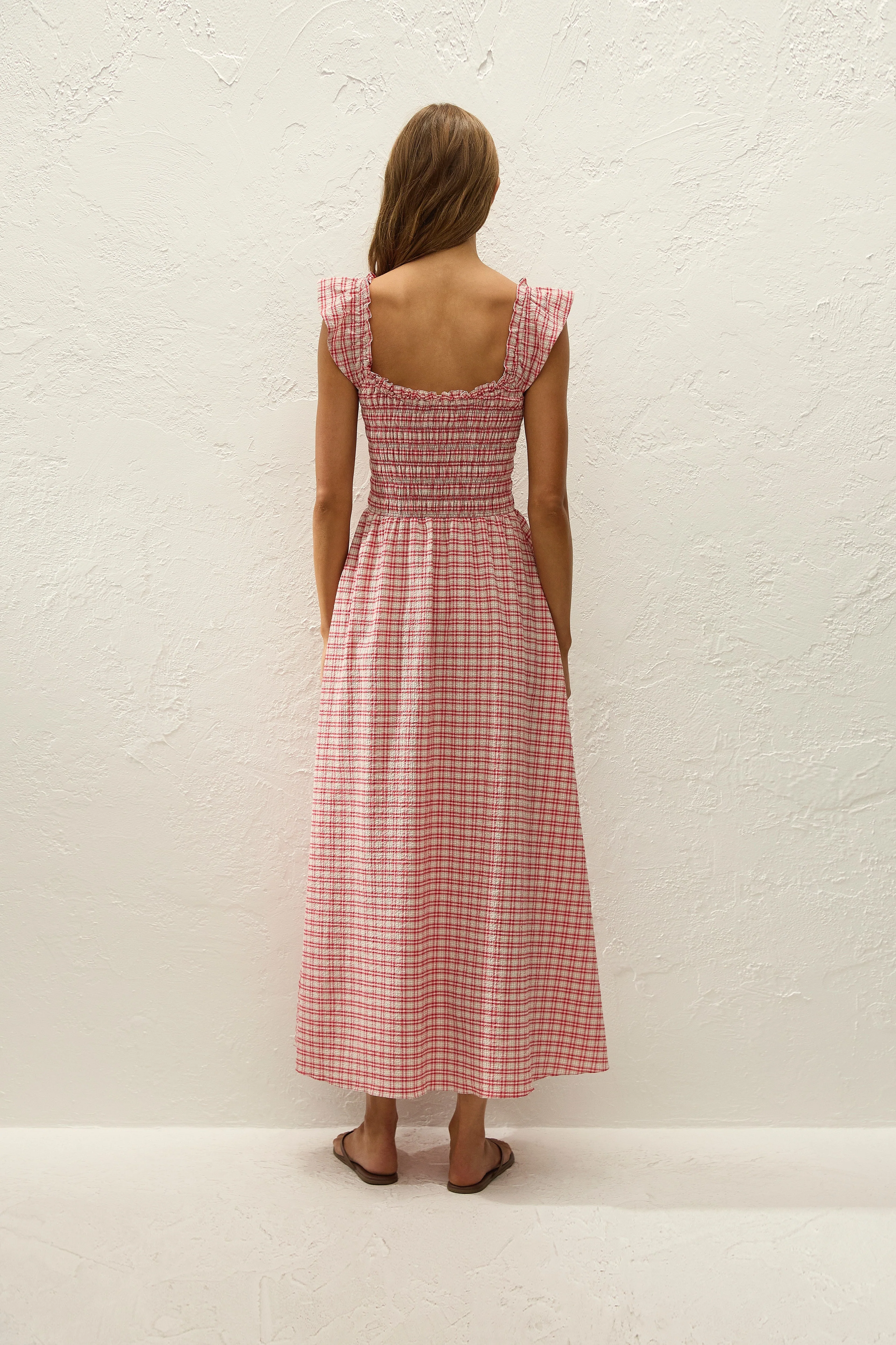 Faithfull - Eudora Midi Dress Vintage Red Check - Image 4