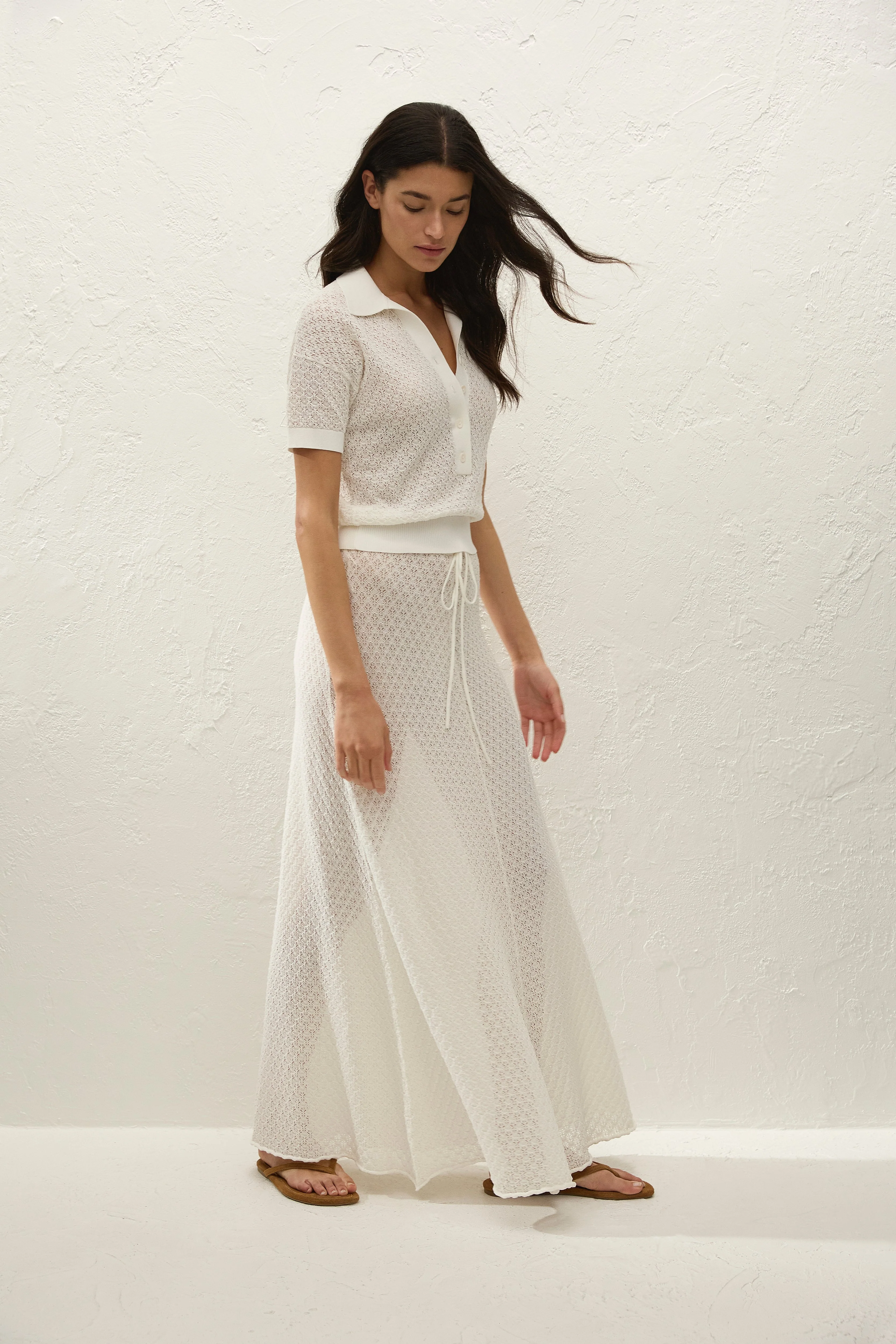 Faithfull - Lenna Skirt Pointelle Lace Vintage White - Image 8