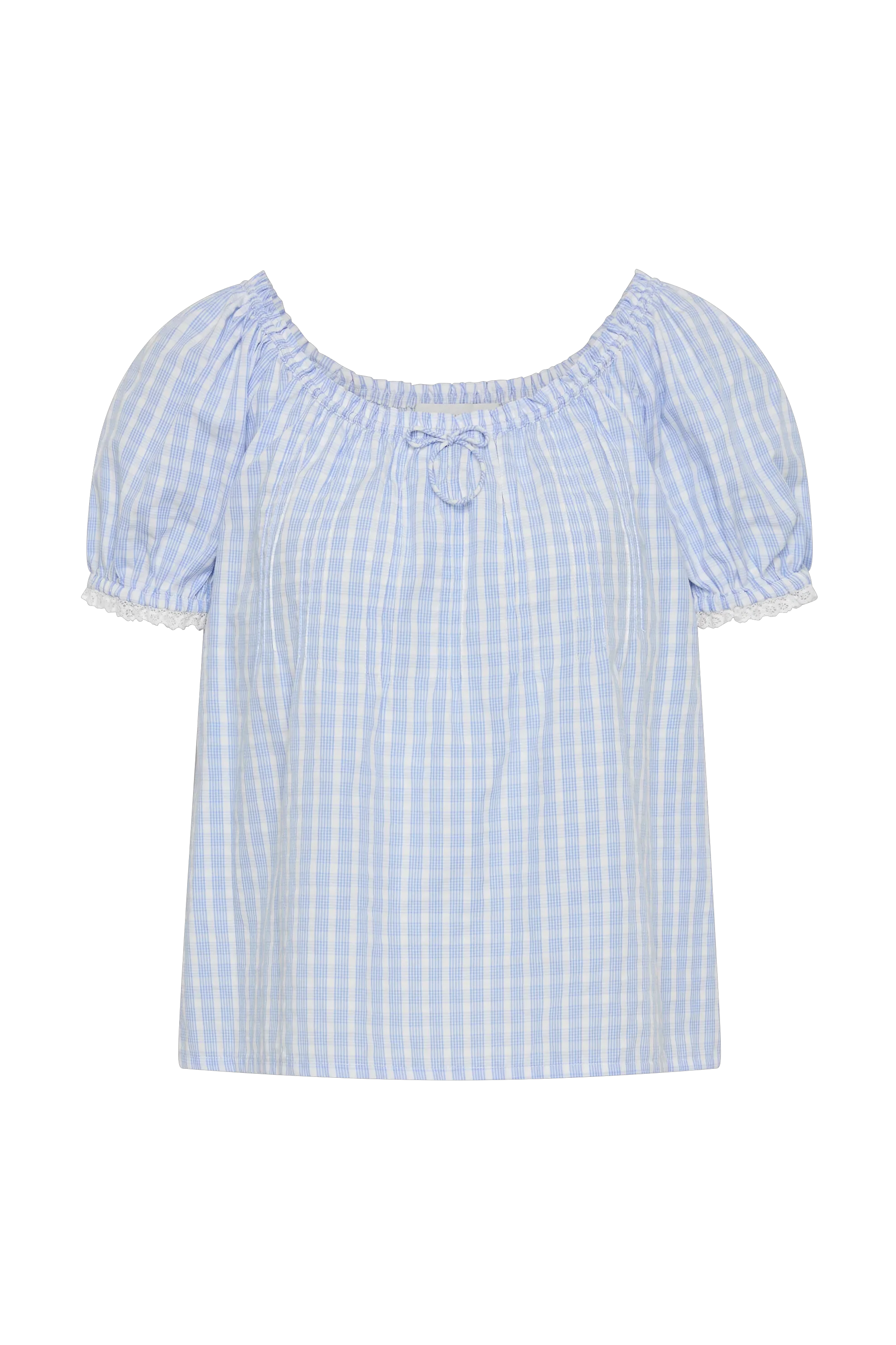 Faithfull - Lonny Top Paloma Check Light Blue White - Image 6