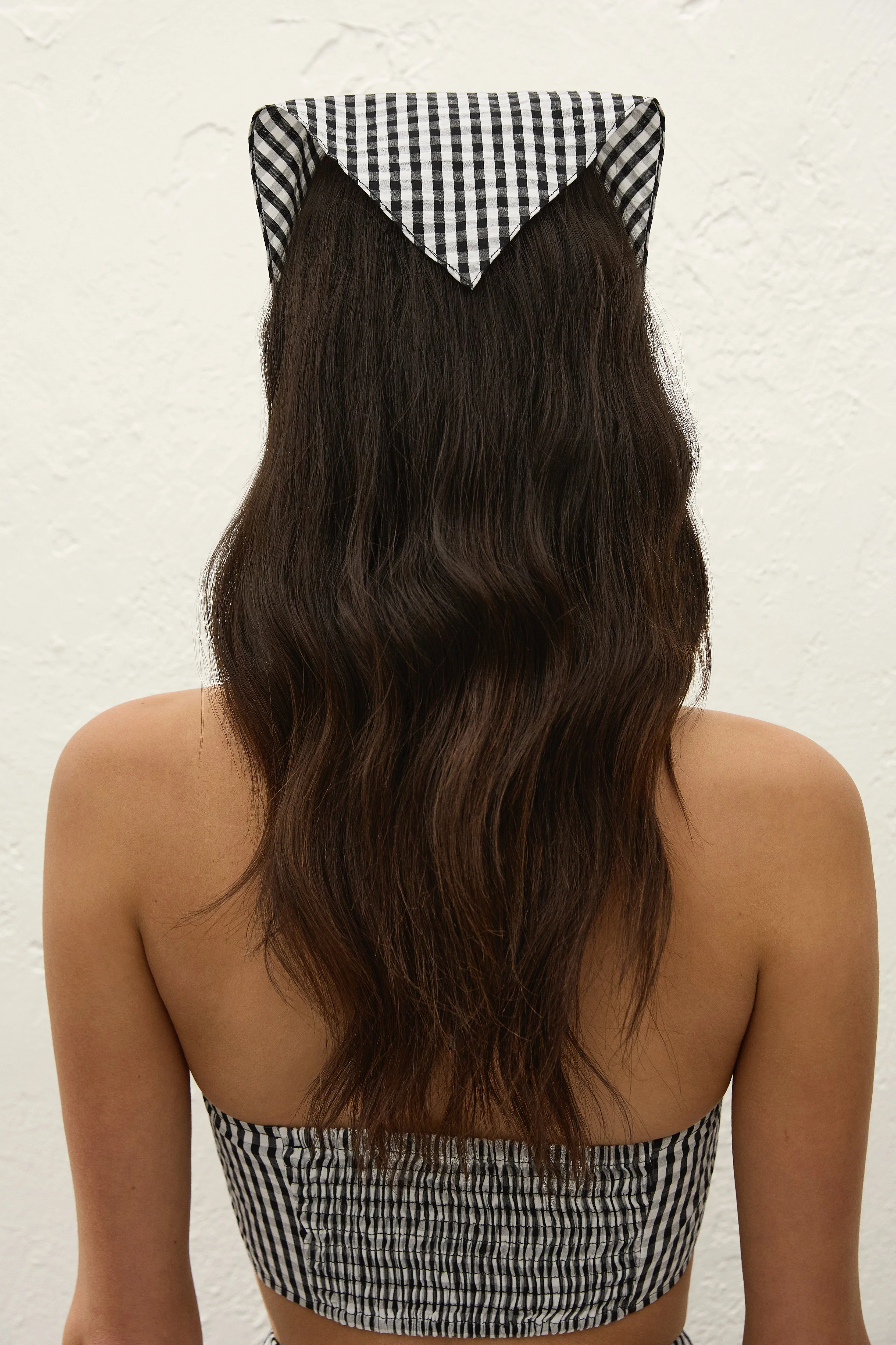 Faithfull - Lucia Head Scarf Black Textured Gingham - Image 3