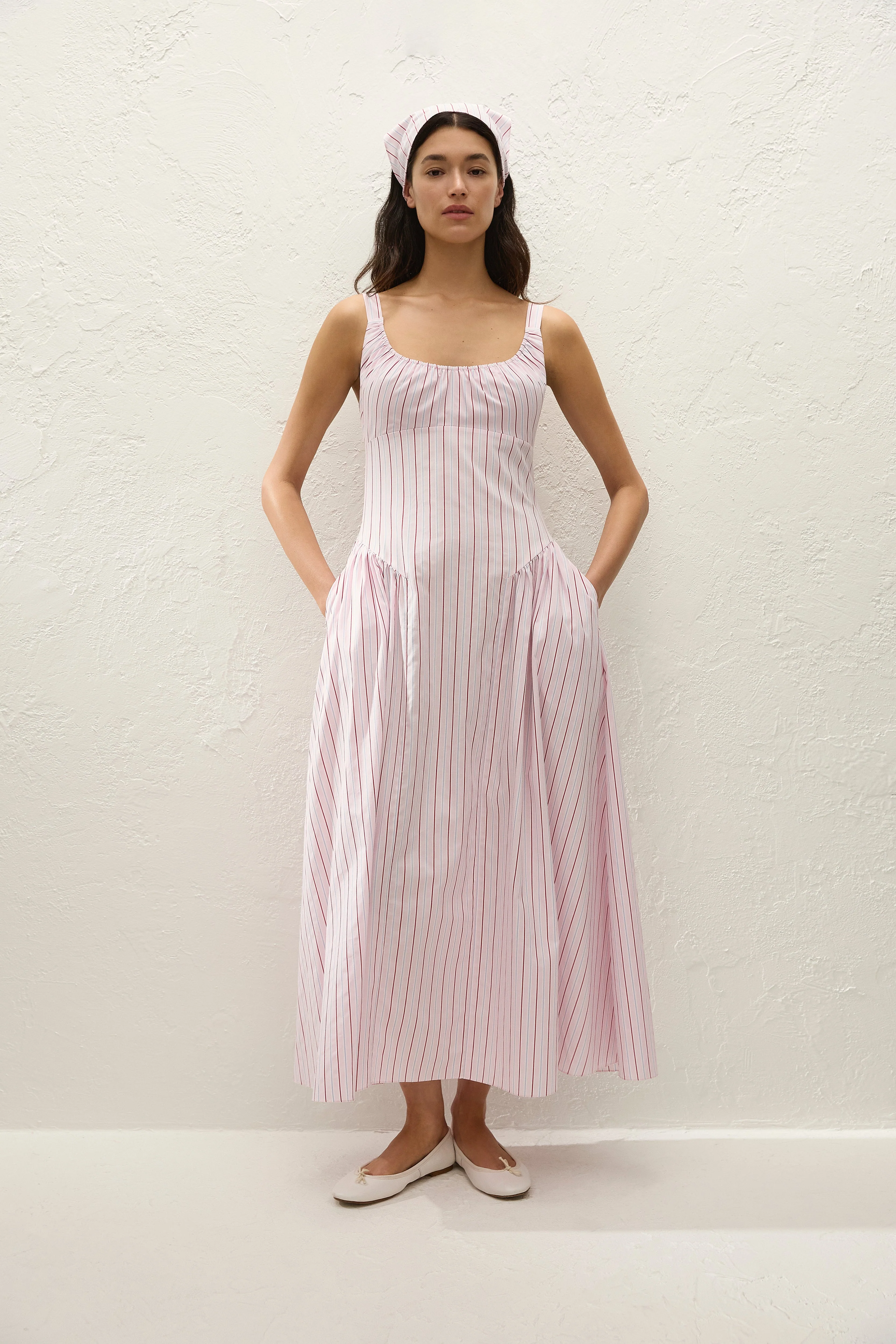 Faithfull - Marcella Midi Dress Fiori Stripe Palazzo