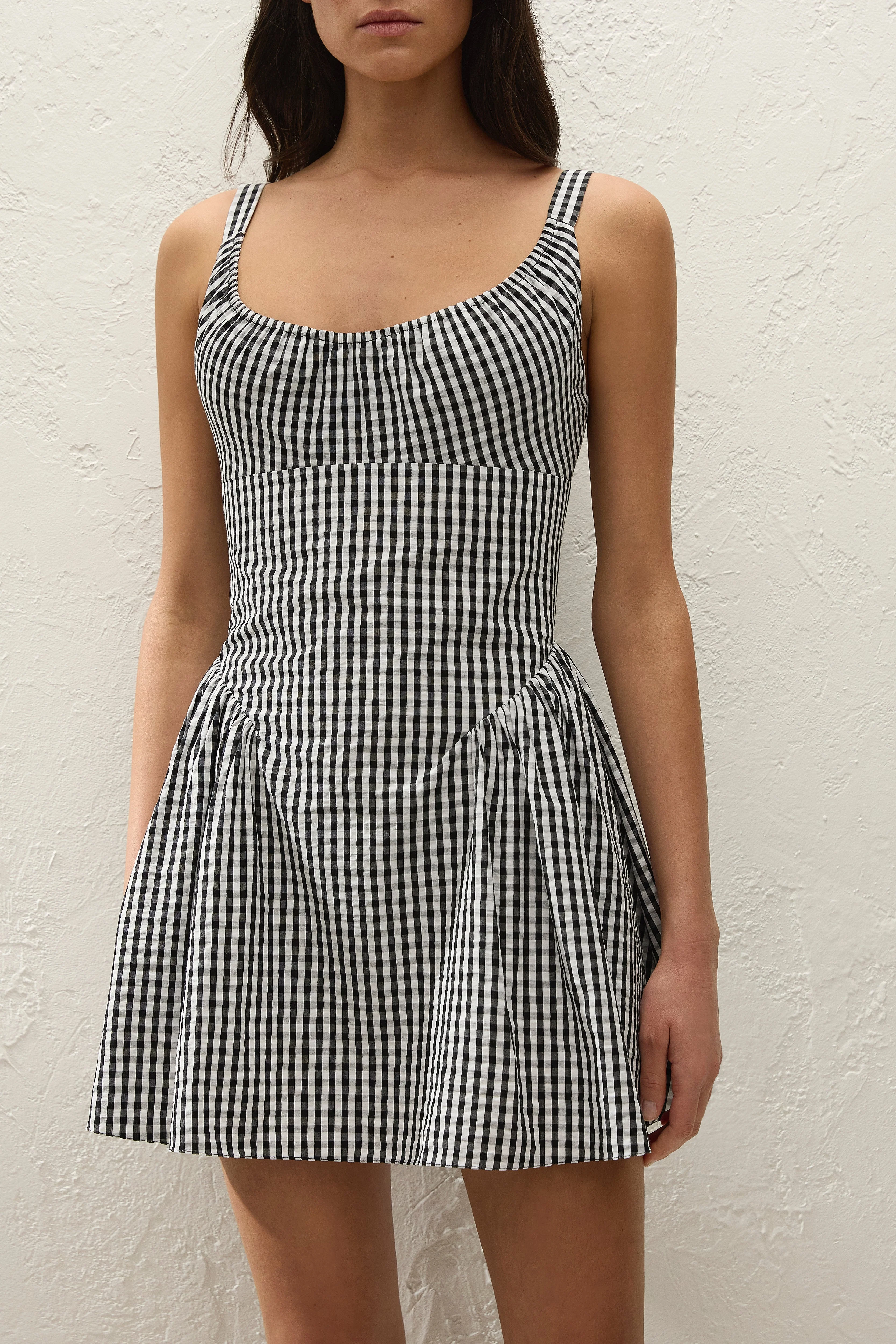 Faithfull - Marcella Mini Dress Black Textured Gingham - Image 2