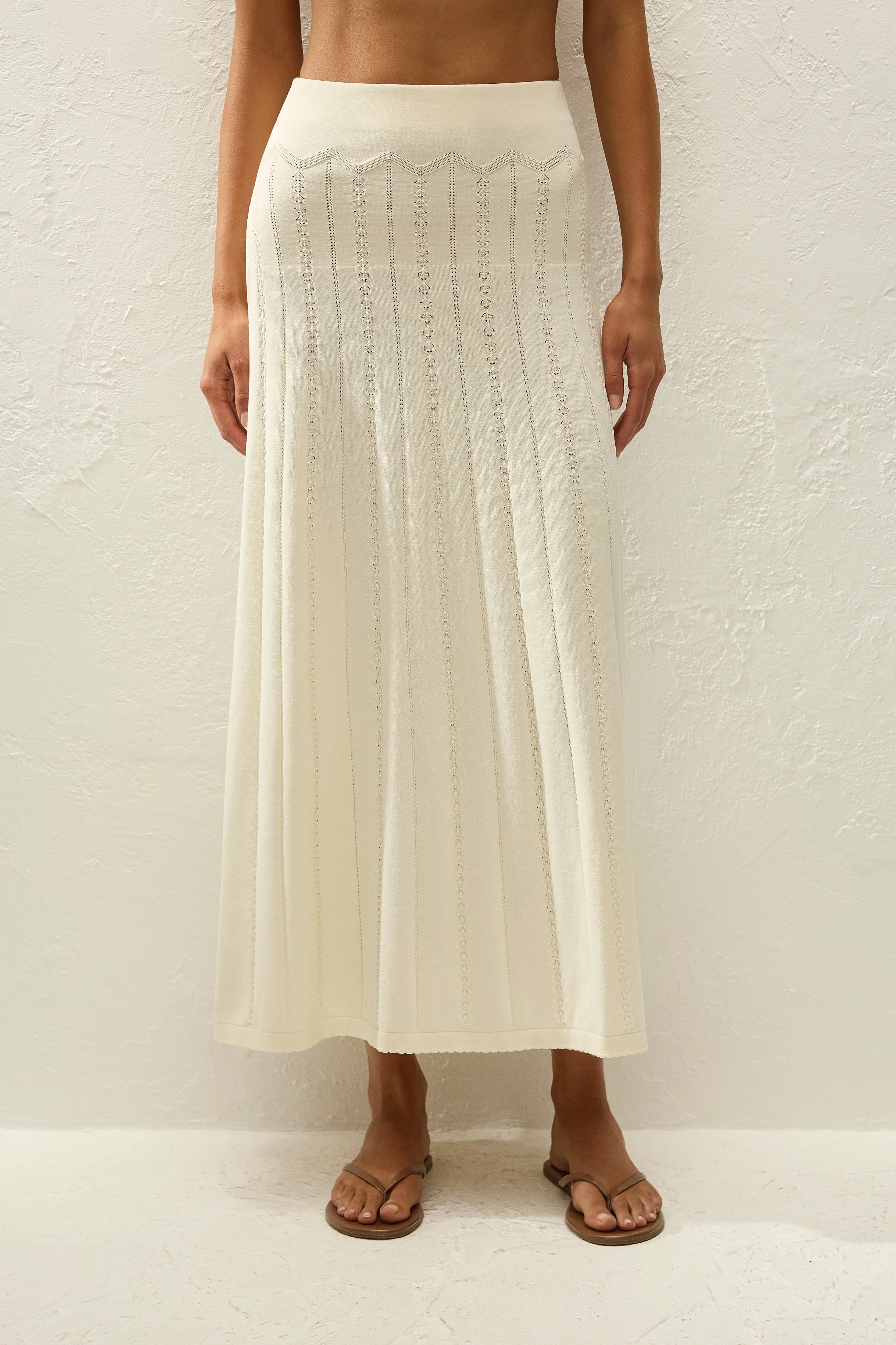 Faithfull - Mieralla Maxi Skirt Maja Pointelle Vintage White - Image 2