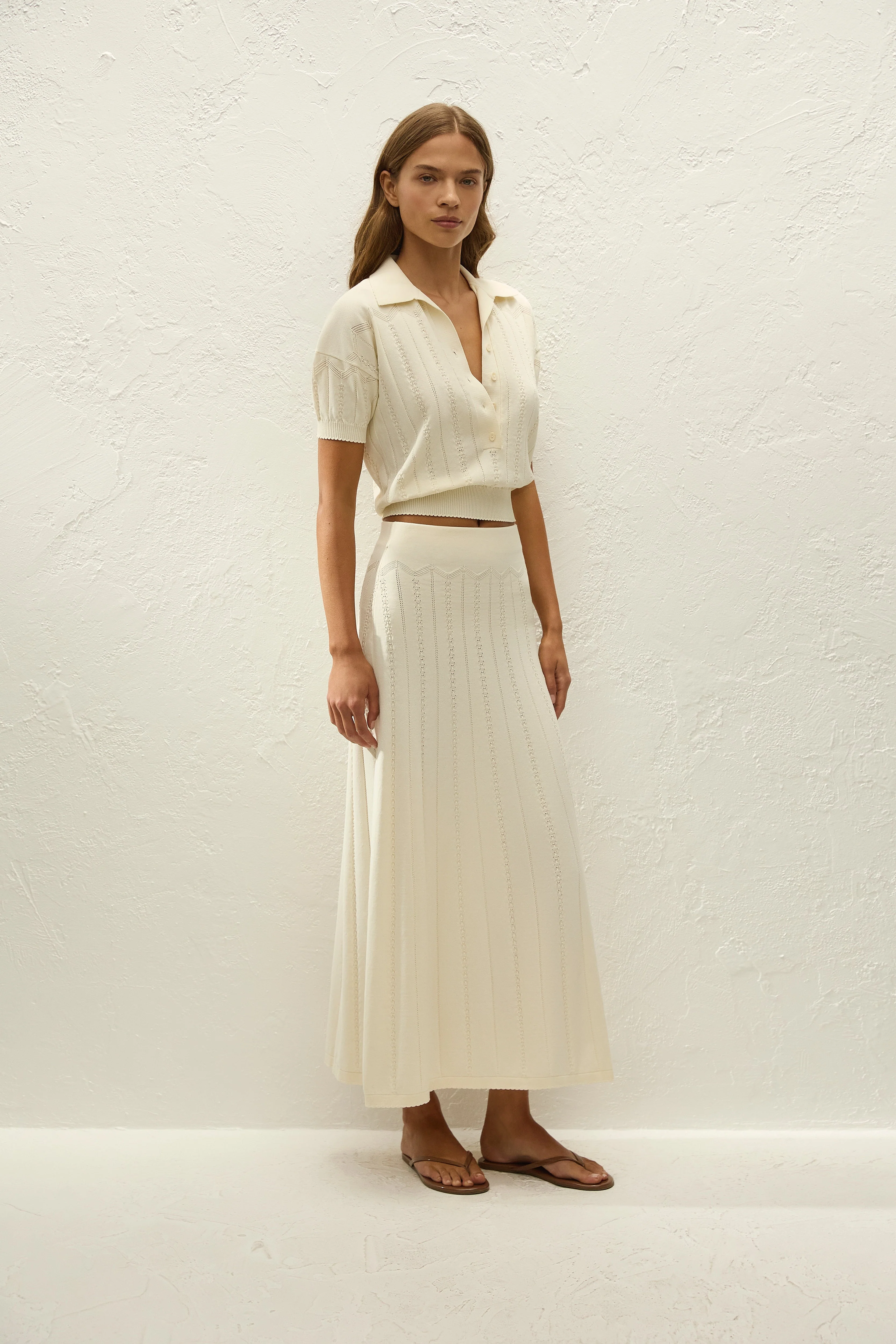 Faithfull - Mieralla Maxi Skirt Maja Pointelle Vintage White - Image 3