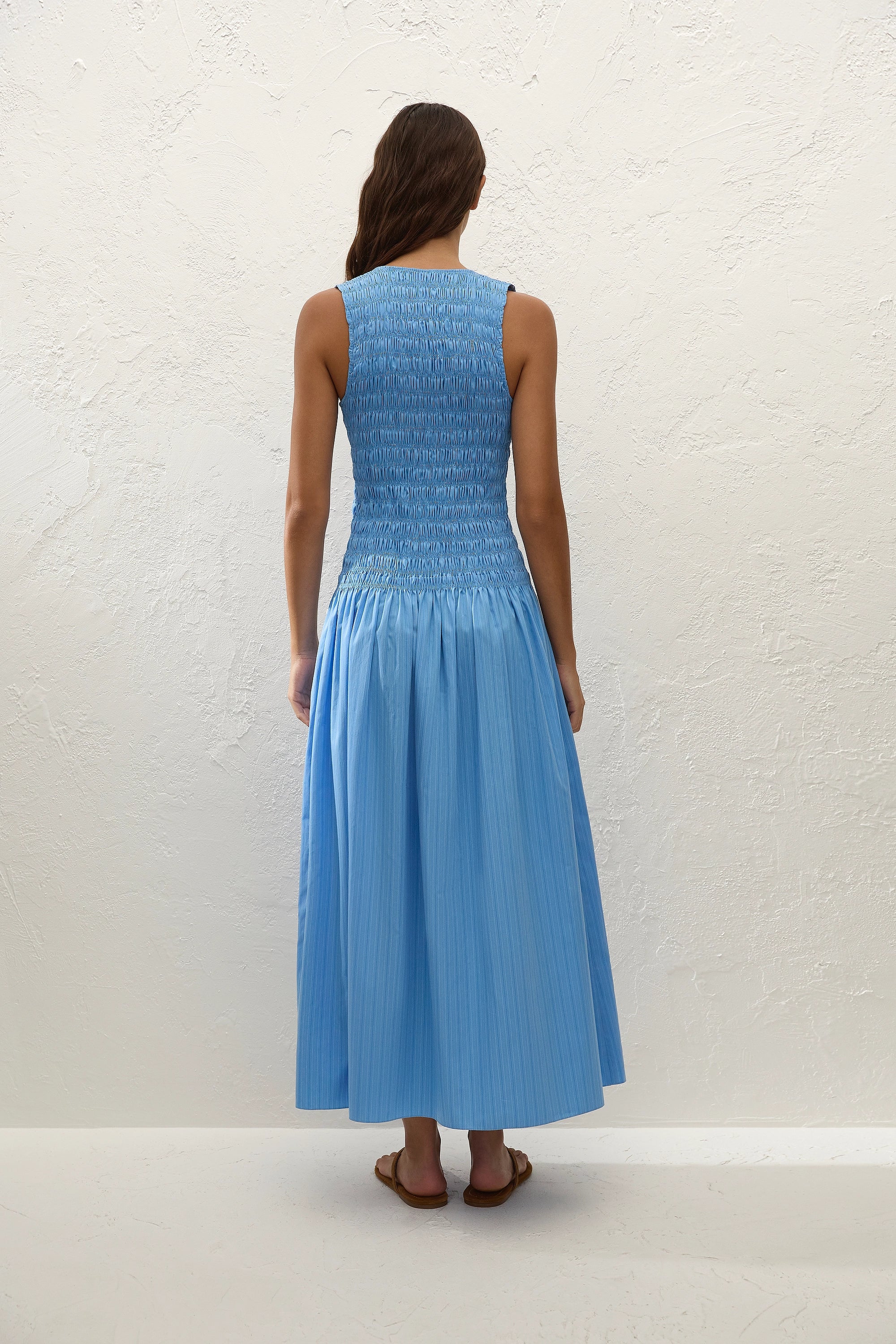 Faithfull - Palomar Midi Dress Mico Pinstripe Azul - Image 4