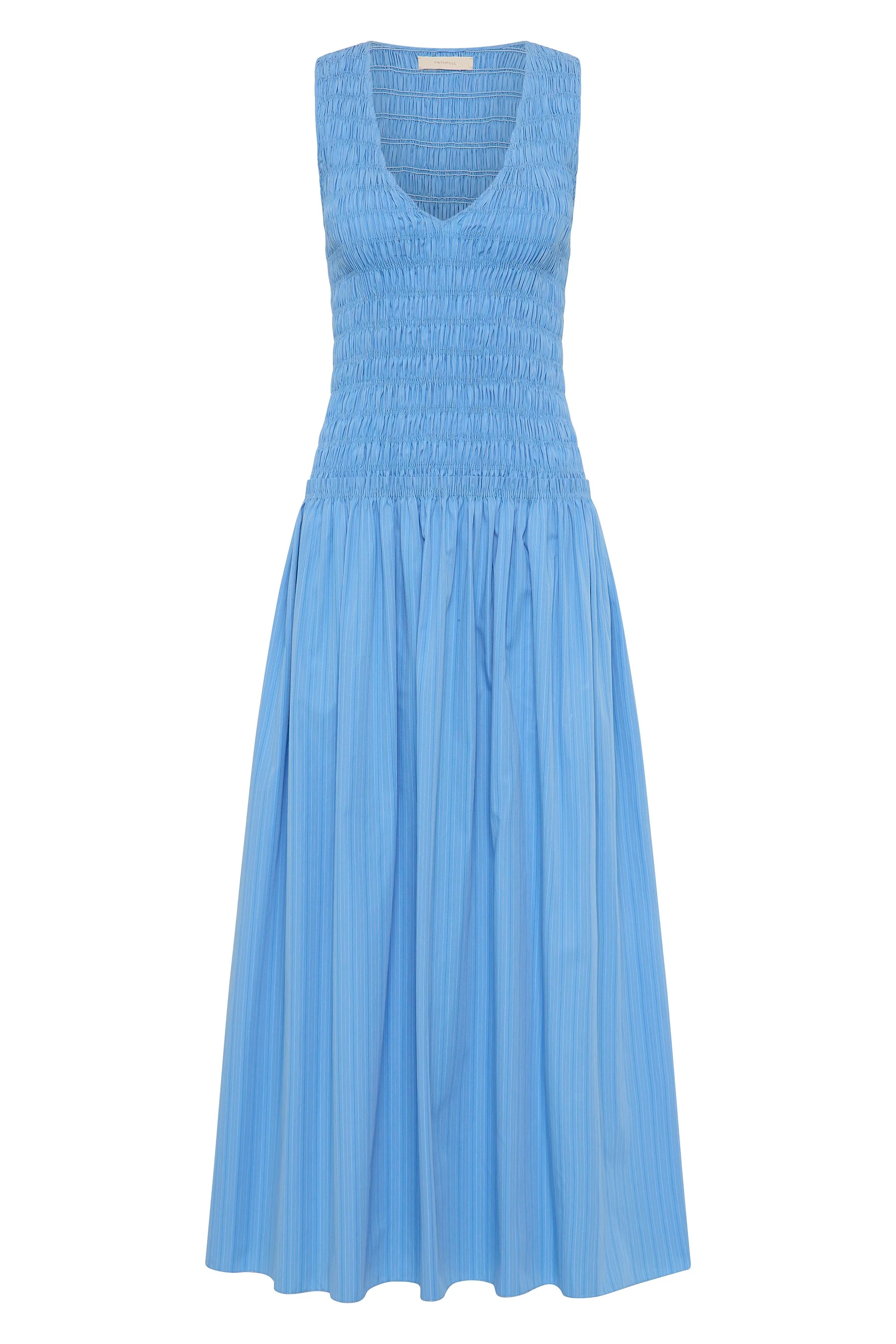 Faithfull - Palomar Midi Dress Mico Pinstripe Azul - Image 6
