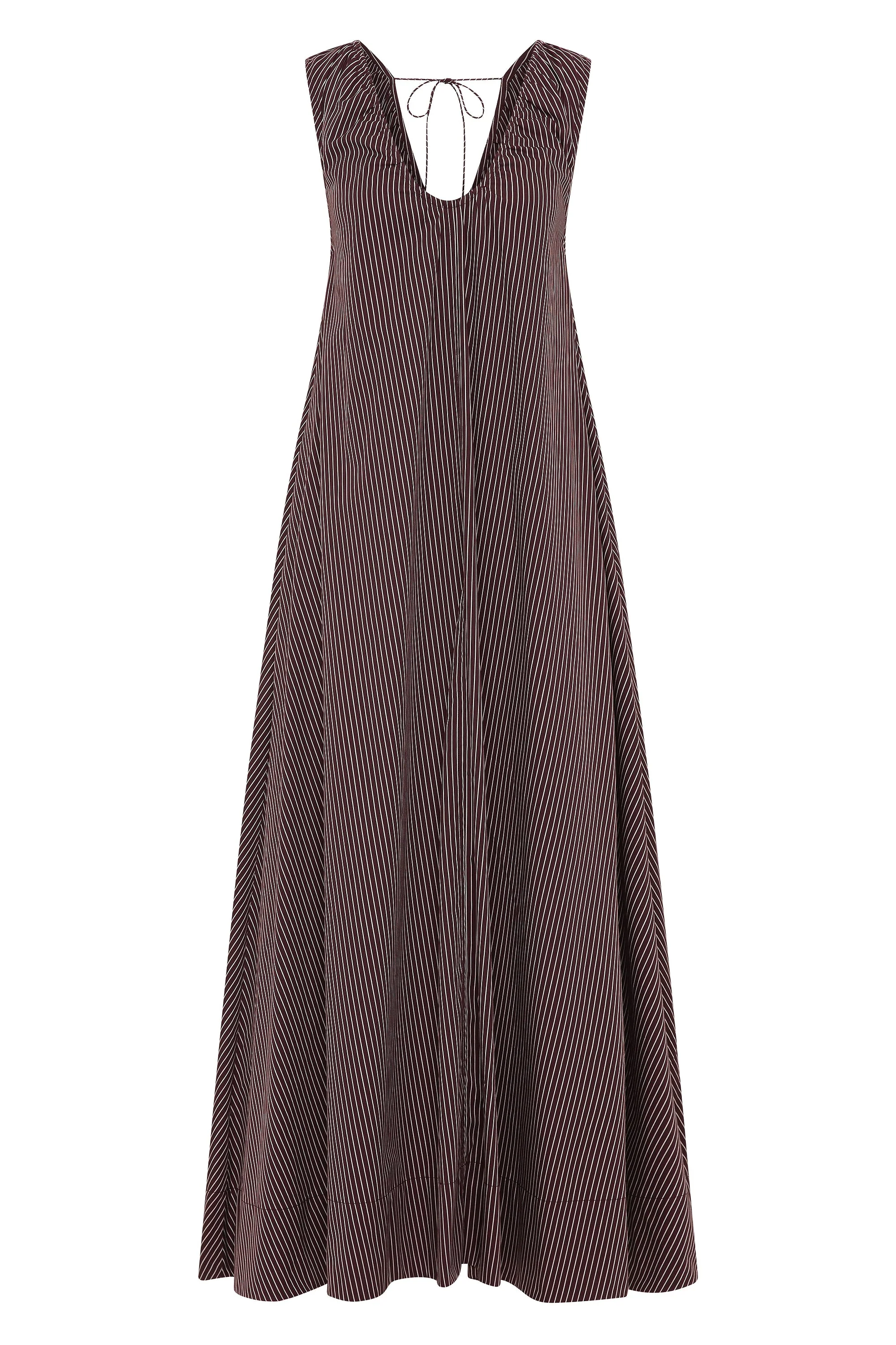 Faithfull - Pedrera Maxi Dress Rocio Pinstripe Chocolate Plum - Image 6