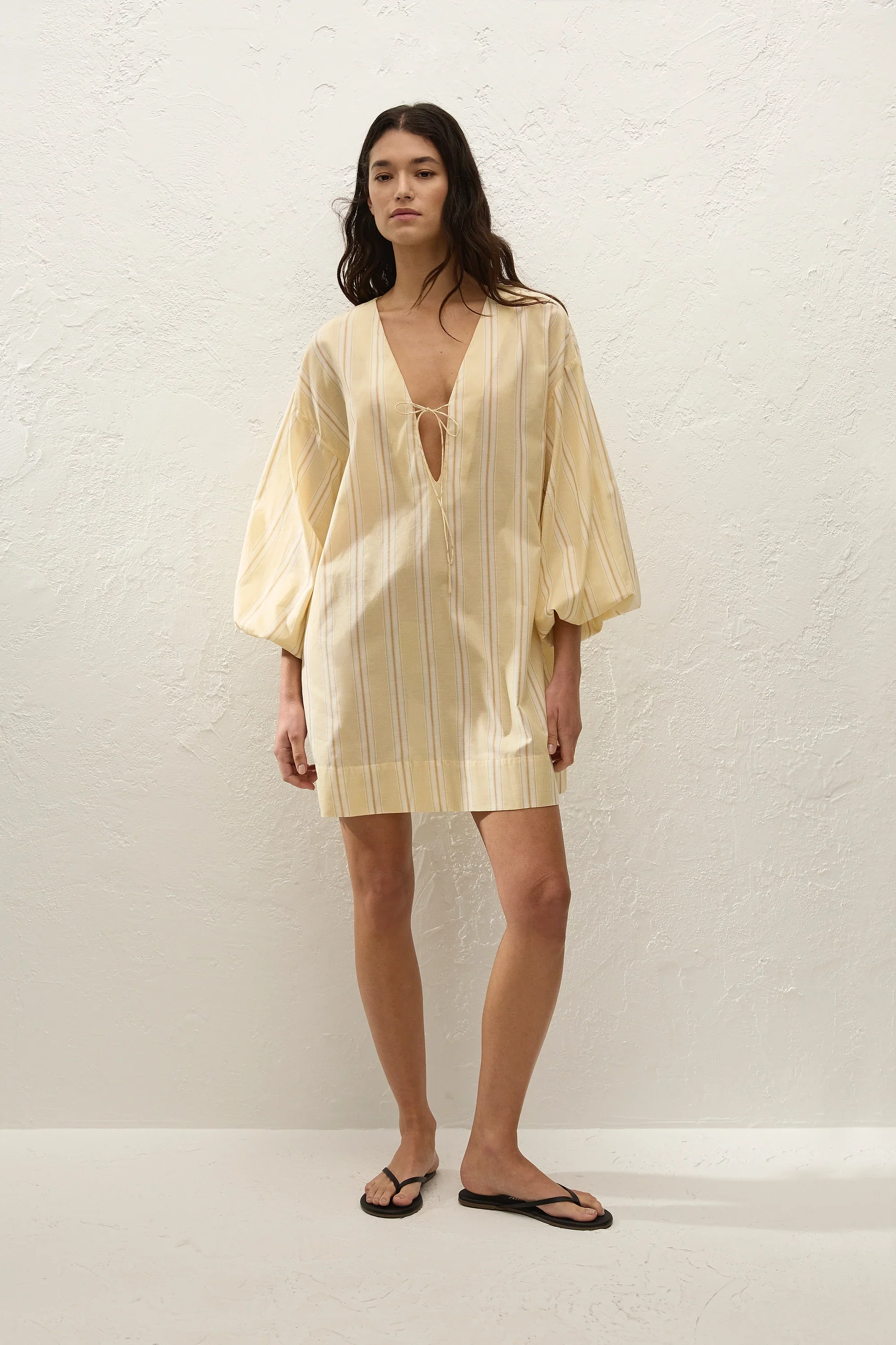 Faithfull - Pia Mini Dress Ombre Stripe Faded Mustard
