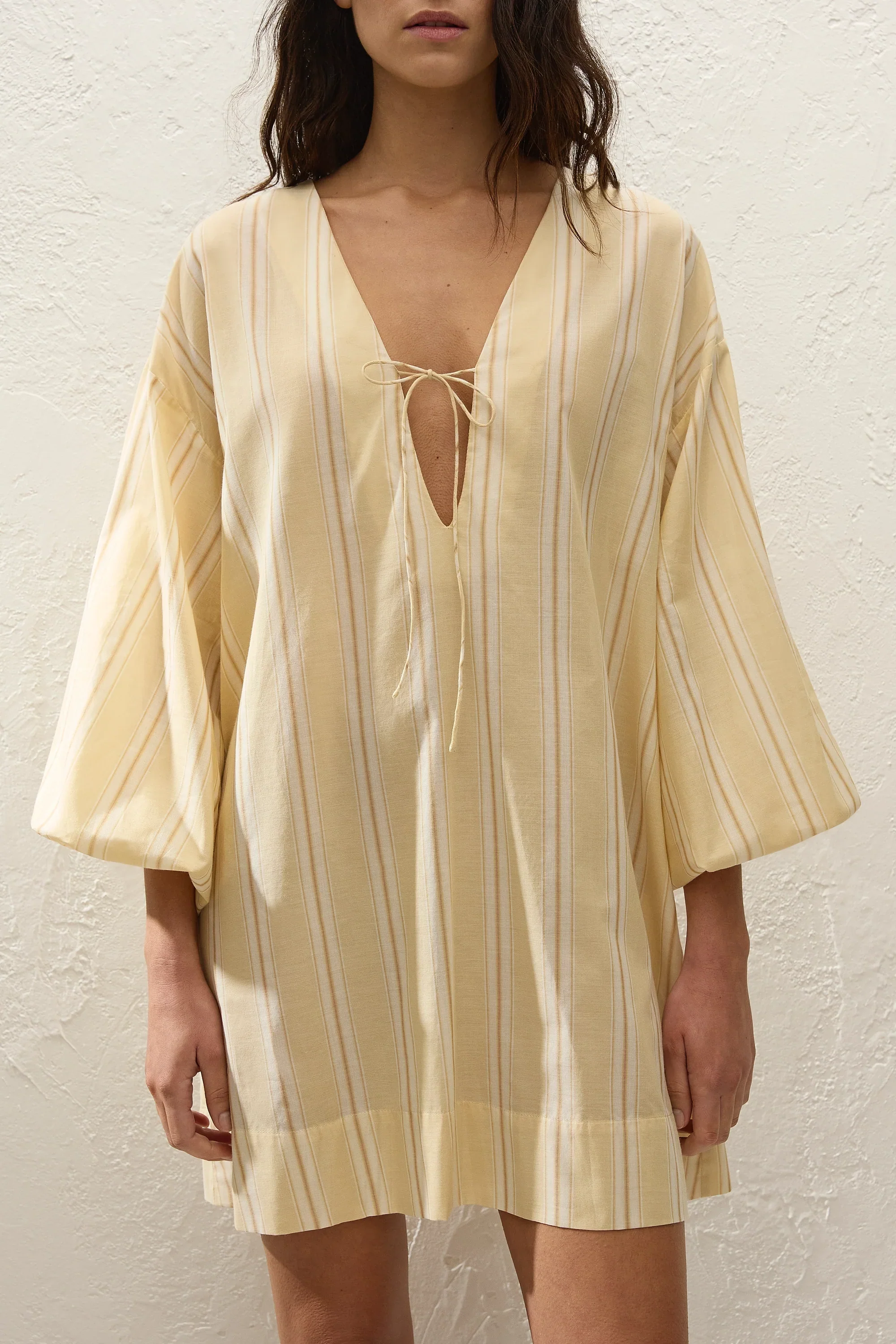 Faithfull - Pia Mini Dress Ombre Stripe Faded Mustard - Image 2