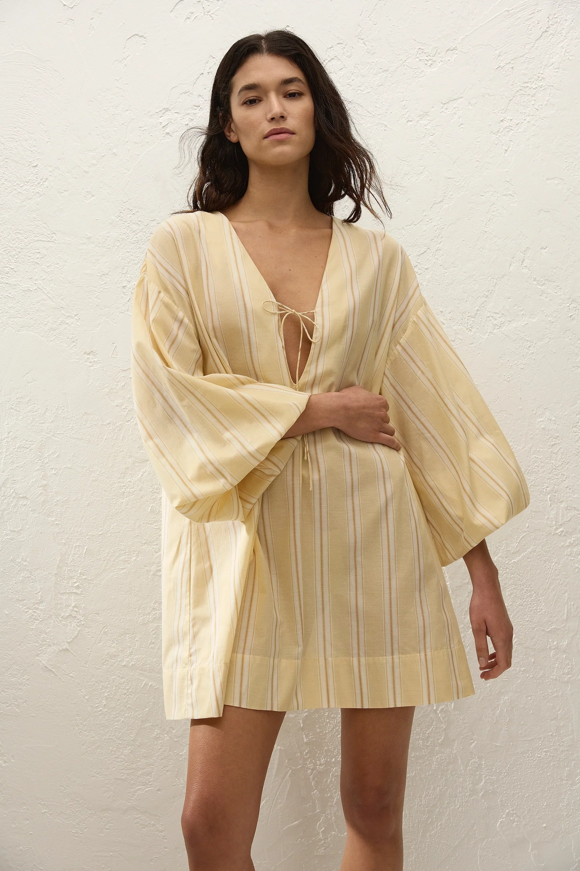 Faithfull - Pia Mini Dress Ombre Stripe Faded Mustard - Image 4