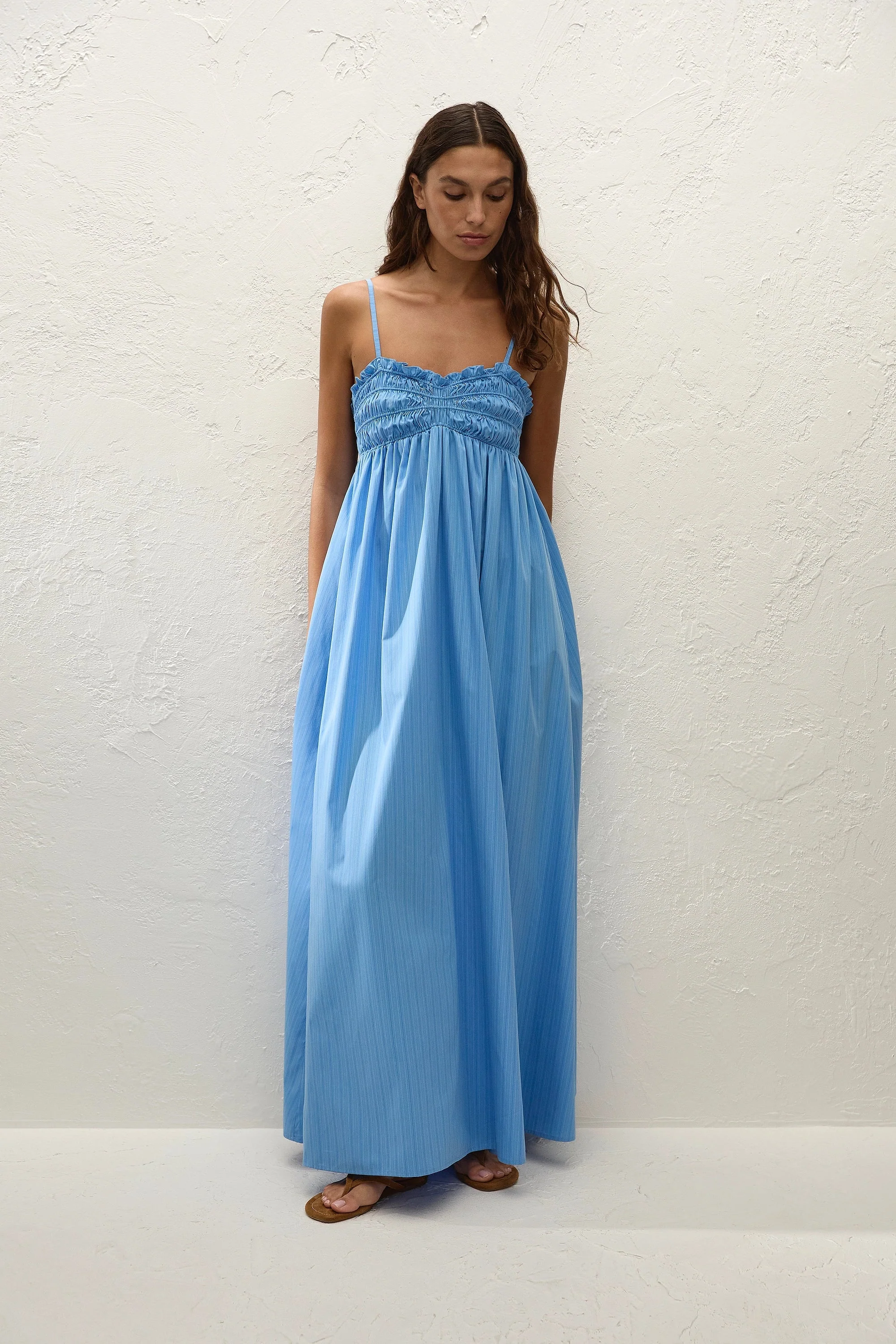 Faithfull - Presa Maxi Dress Mico Pinstripe Azul