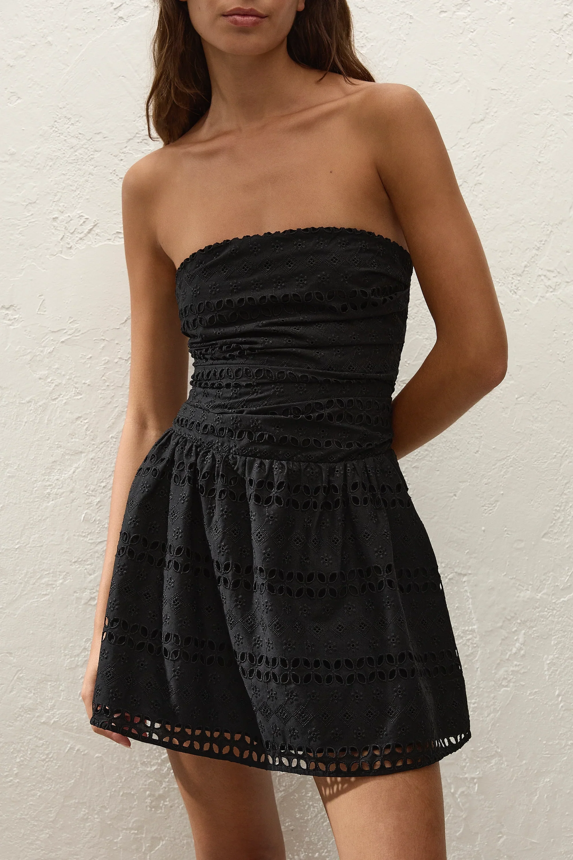 Faithfull - Roja Mini Dress Rosa Broderie Black - Image 2