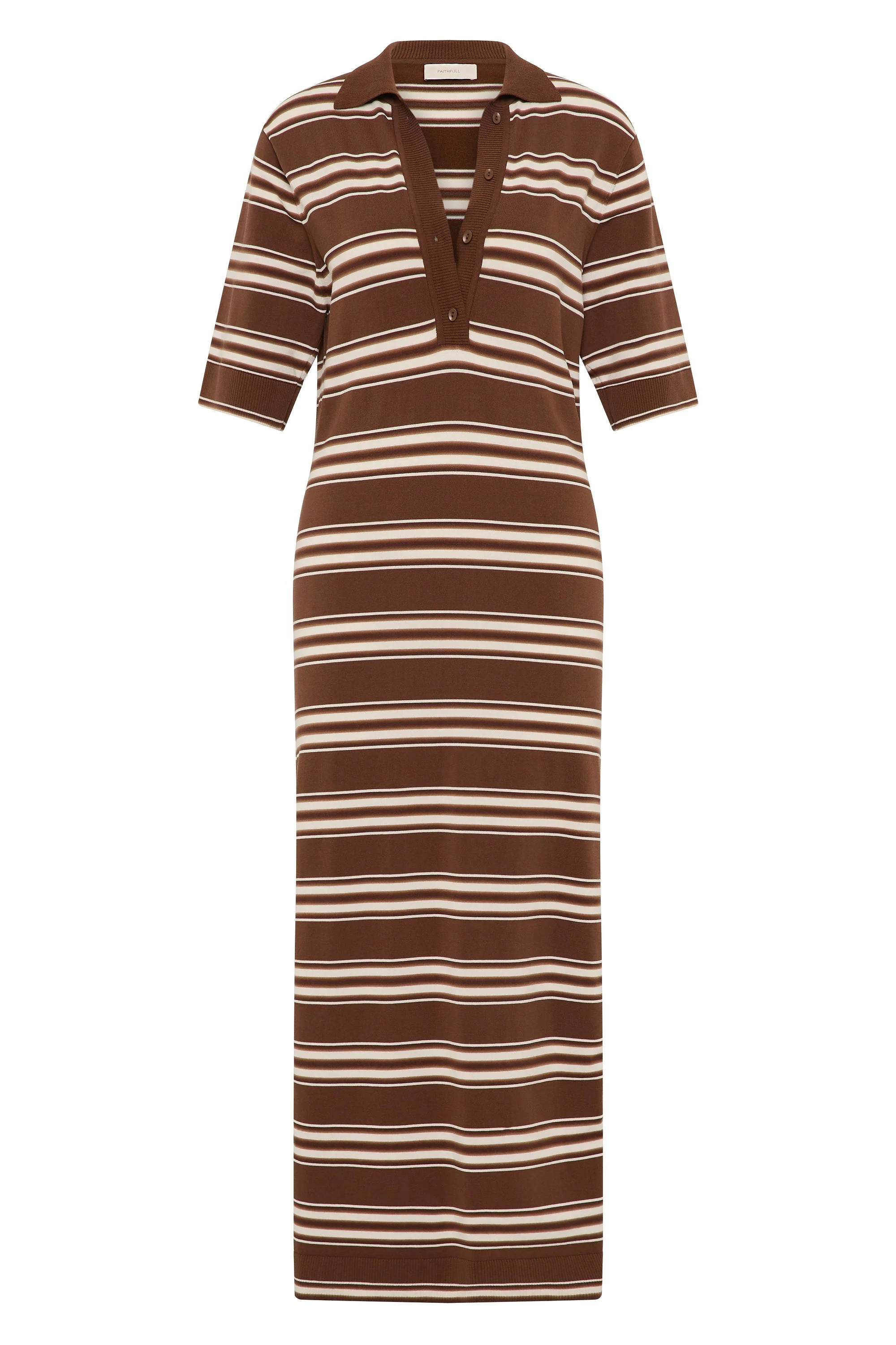 Faithfull - Santiago Polo Dress Ombre Stripe Macro Carob - Image 7