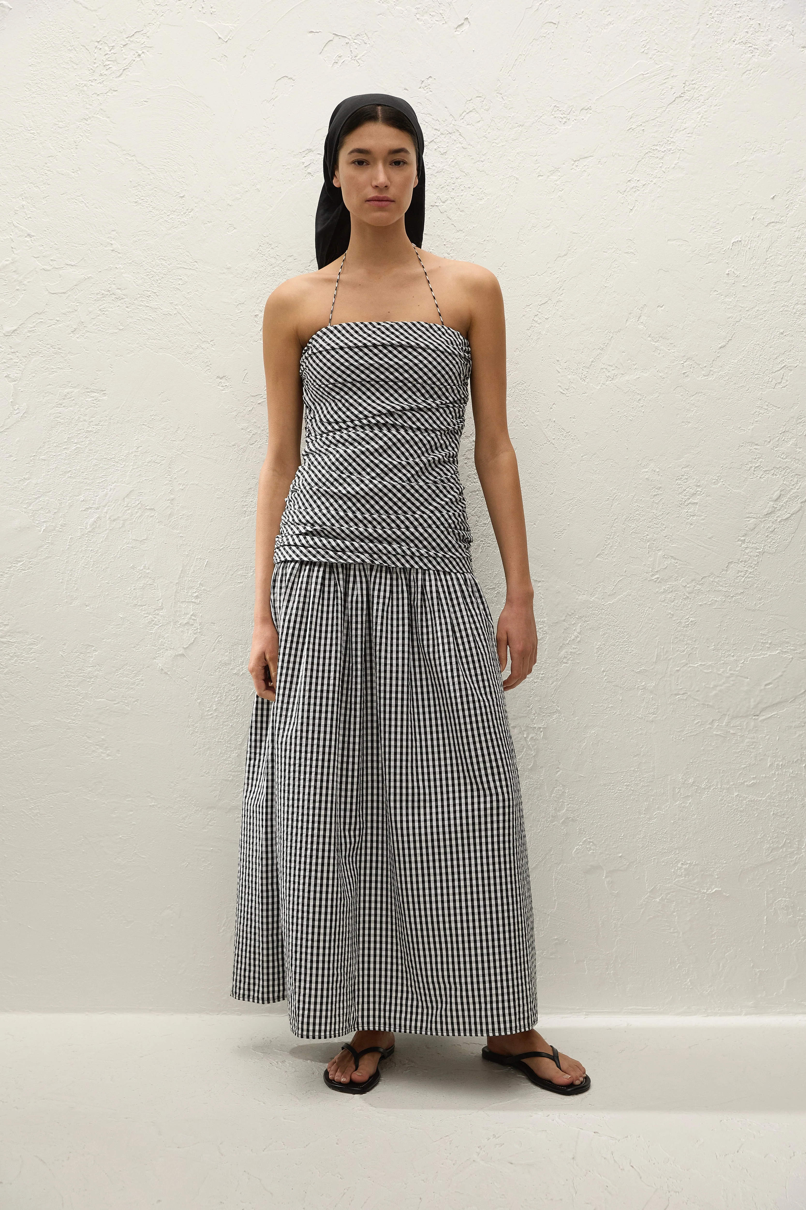 Faithfull - Vento Midi Dress Black Textured Gingham