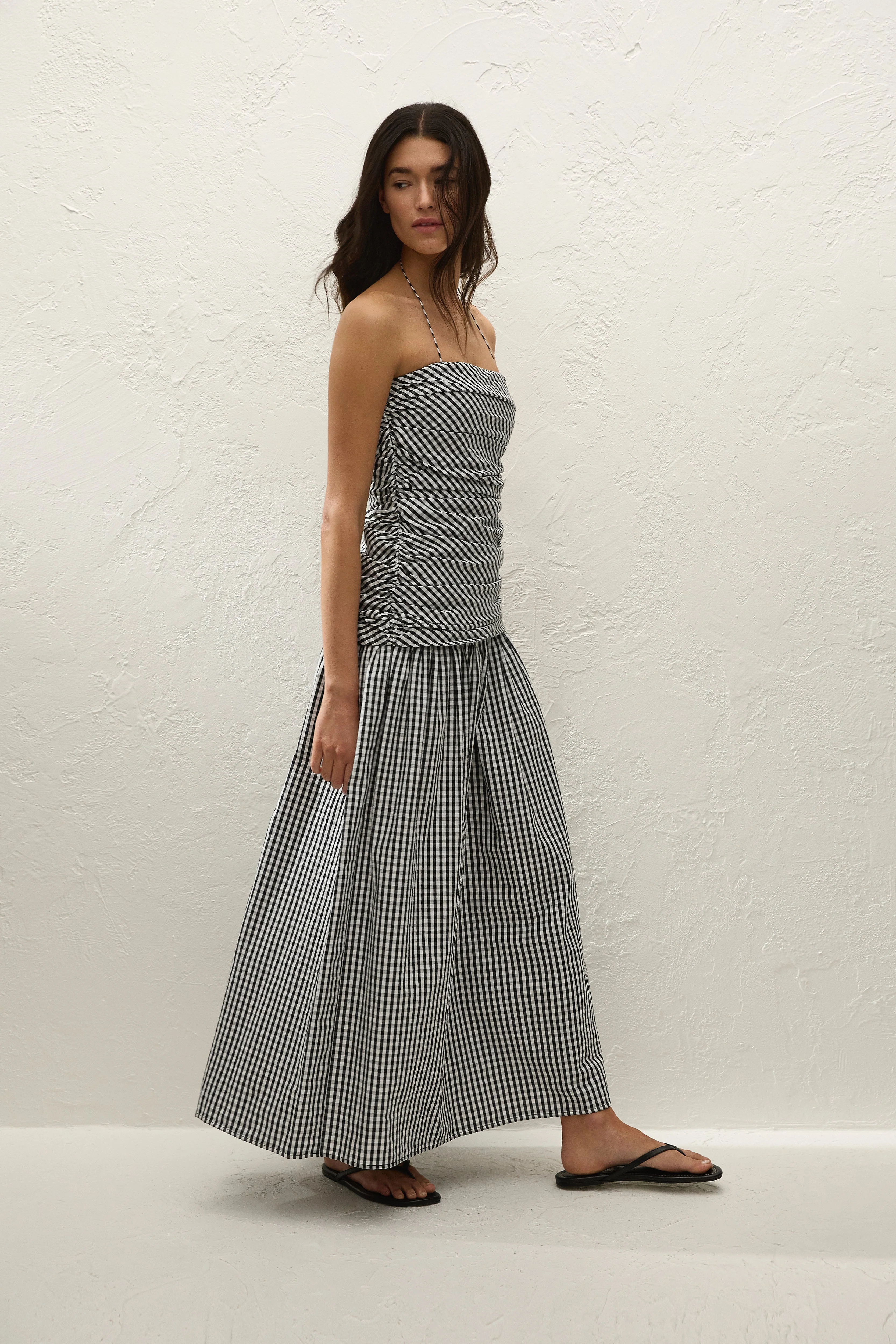 Faithfull - Vento Midi Dress Black Textured Gingham - Image 6