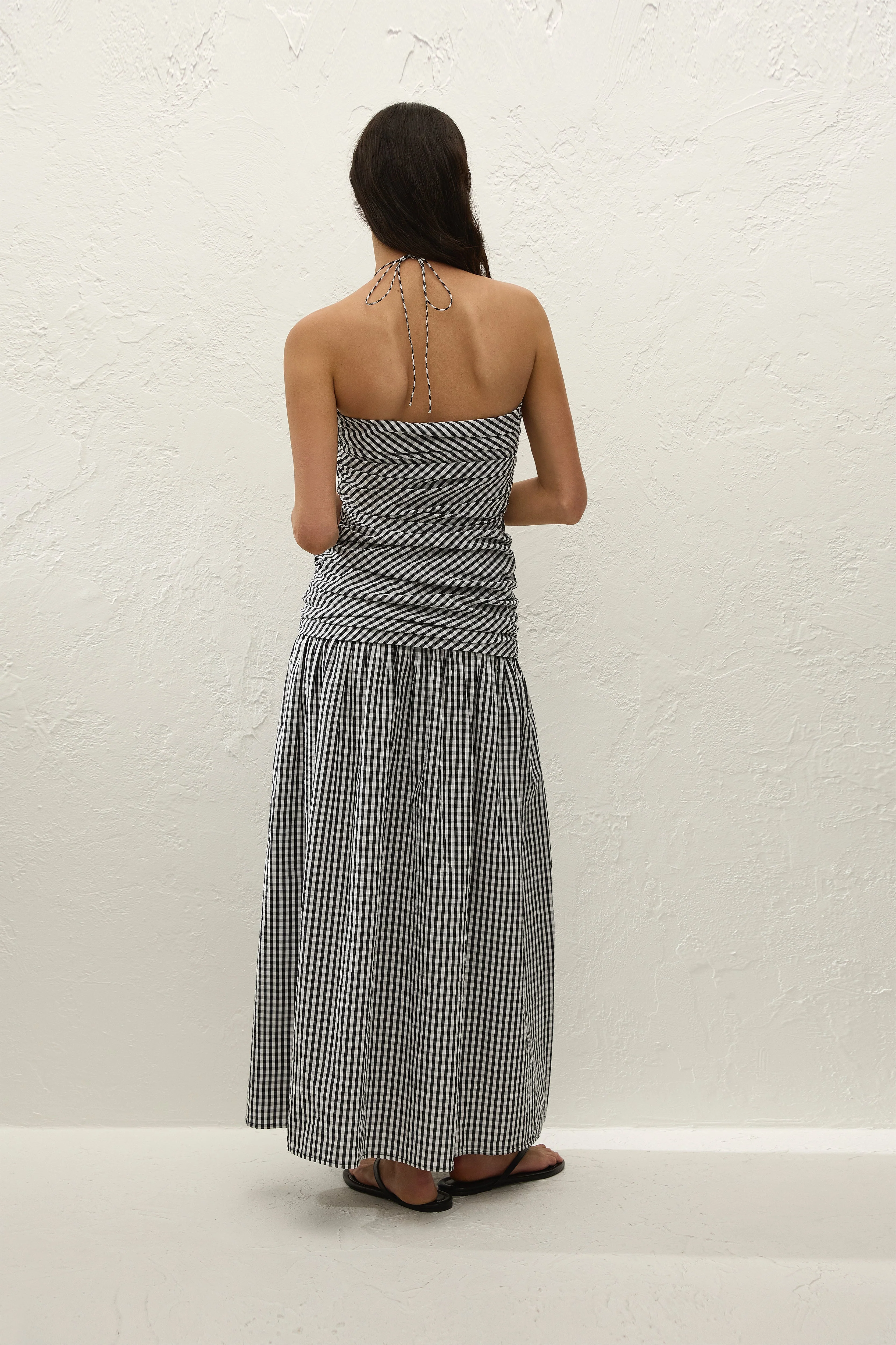 Faithfull - Vento Midi Dress Black Textured Gingham - Image 7