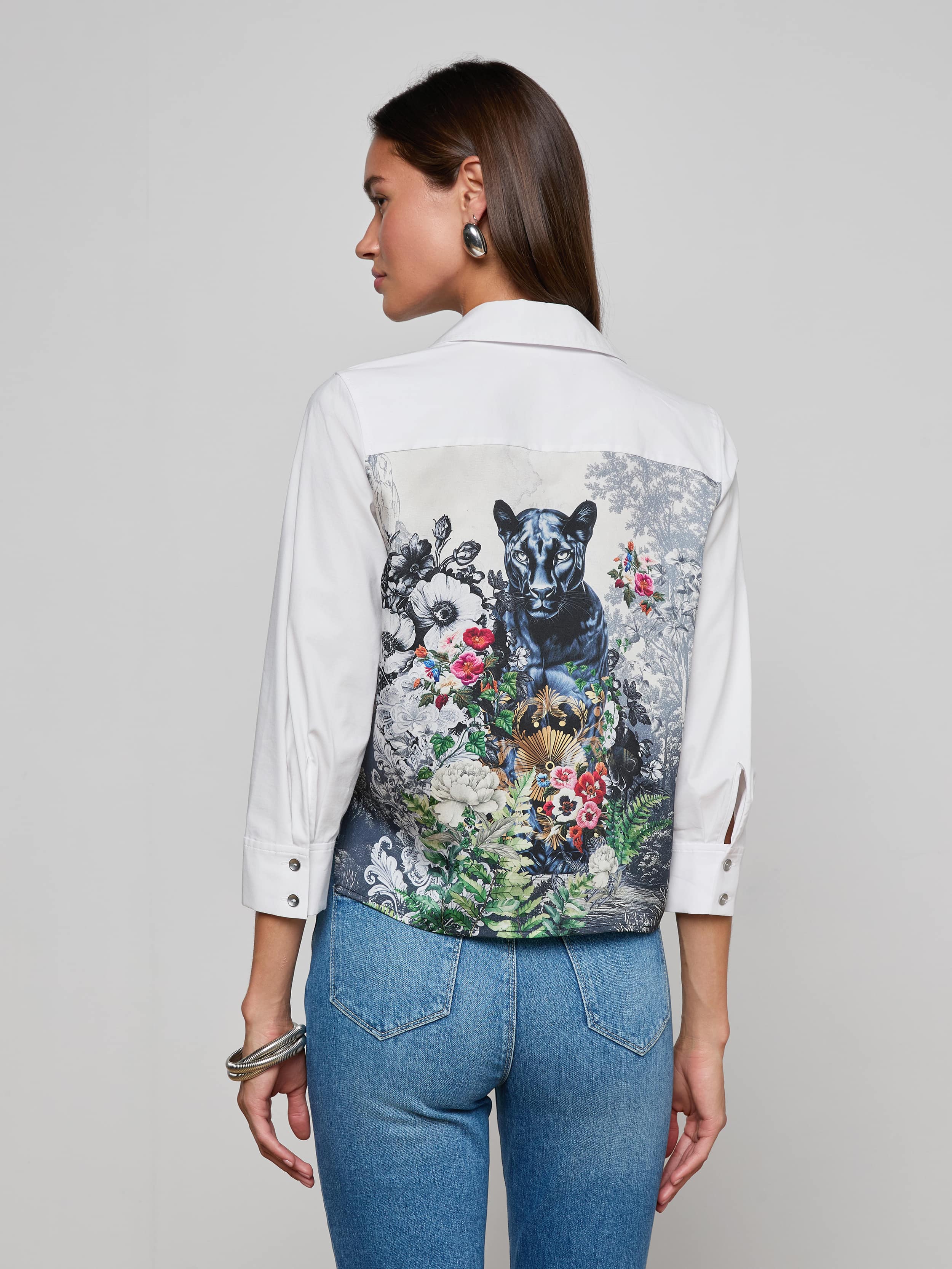 L'AGENCE - Fawn Panther Print Shirt - Image 4