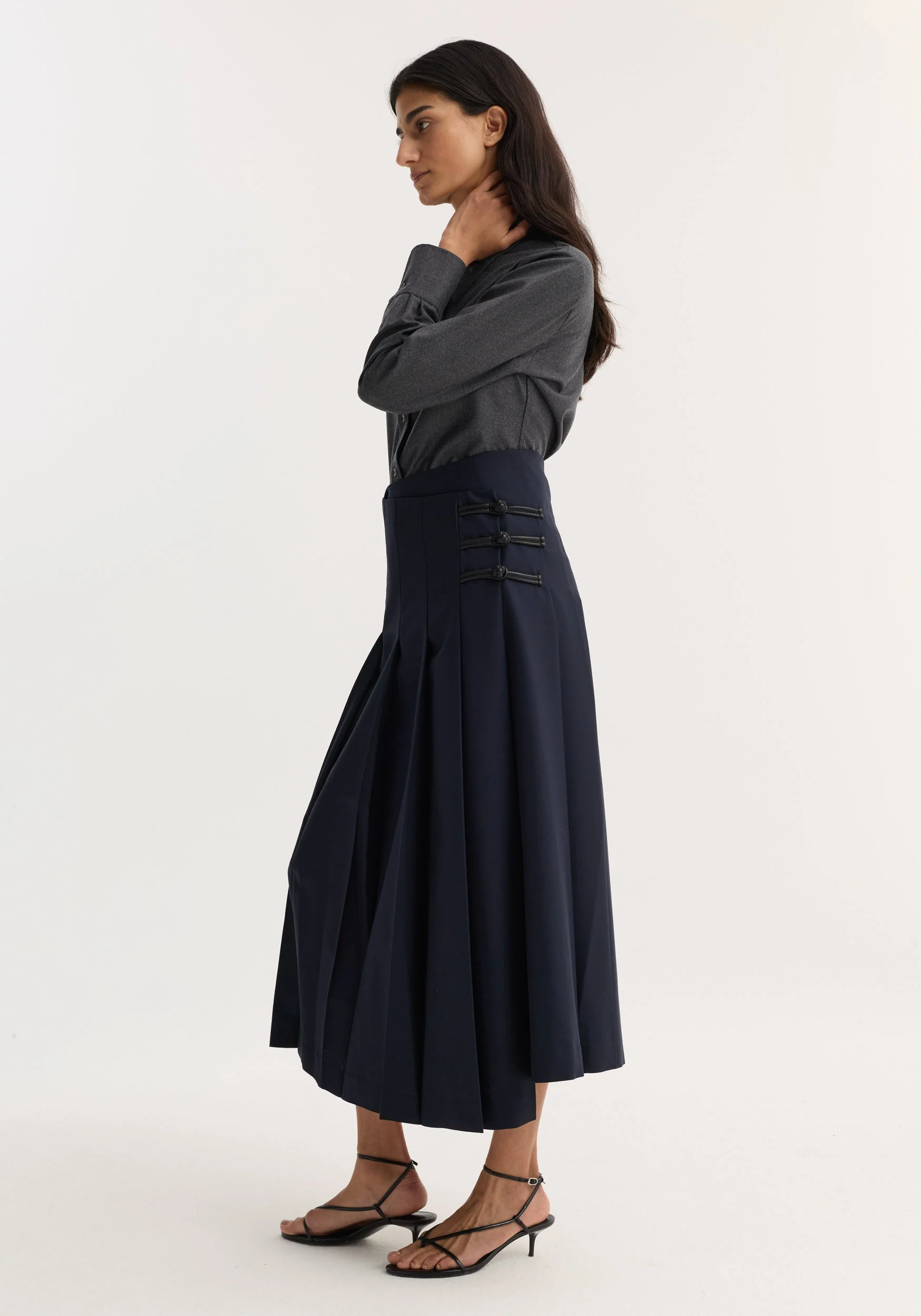 ROHE - Fitted shirt | dark grey melange - Image 3