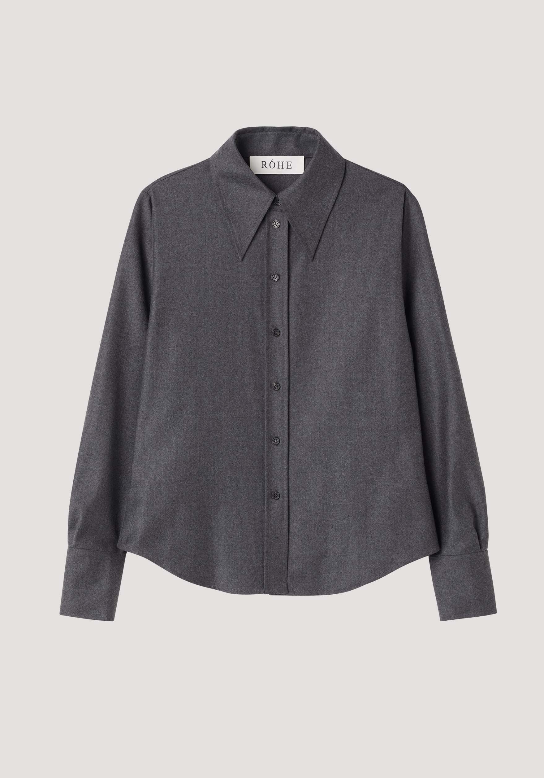 ROHE - Fitted shirt | dark grey melange - Image 6