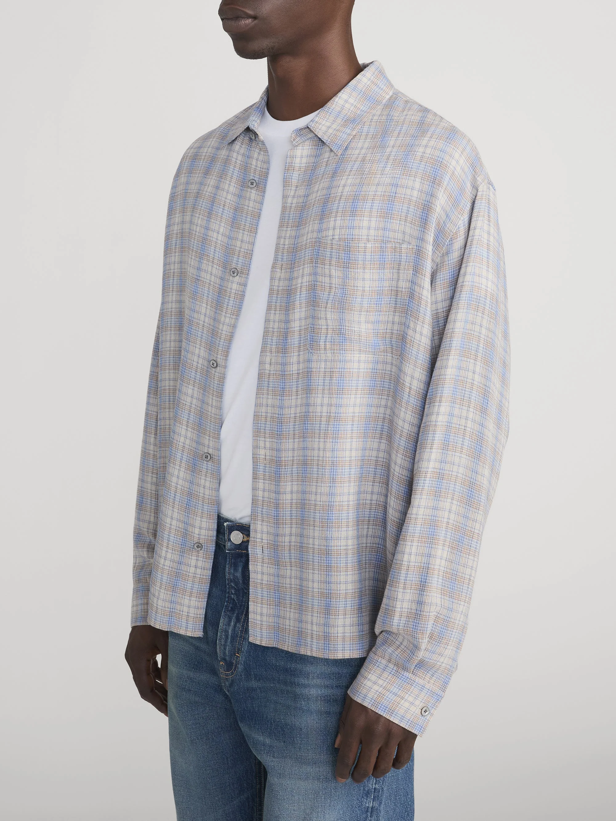 FRAME - Linen Blend Plaid Shirt - Image 4