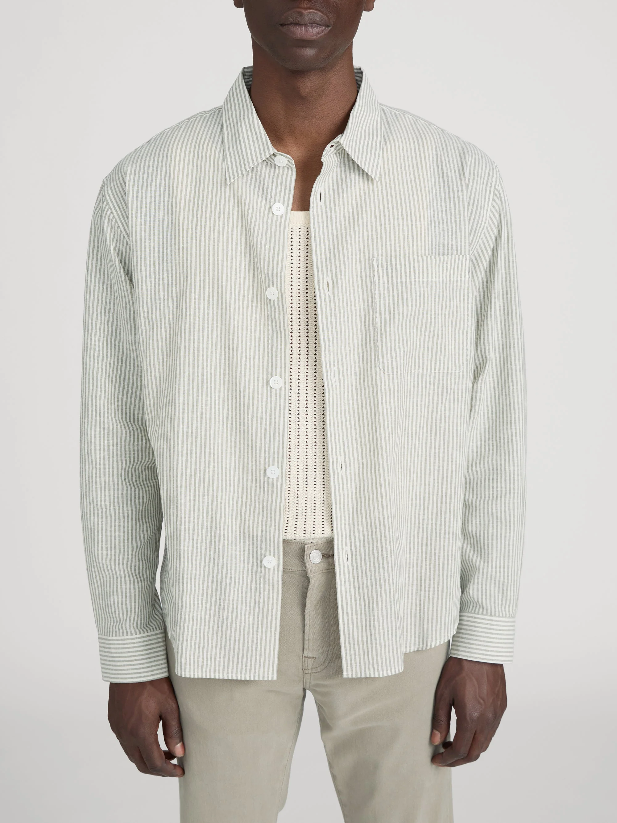 FRAME - Linen Blend Stripe Shirt - Image 3