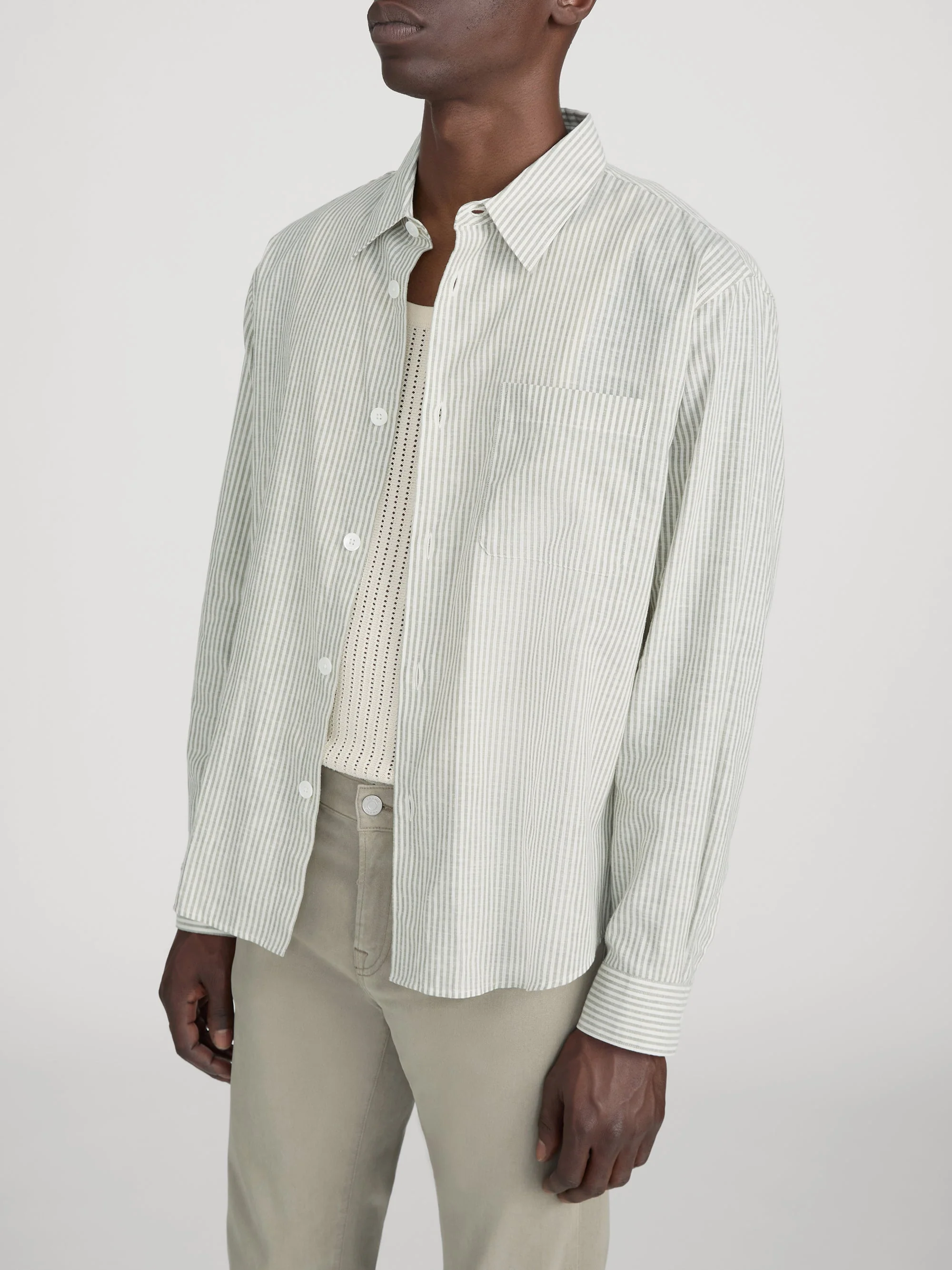 FRAME - Linen Blend Stripe Shirt - Image 4