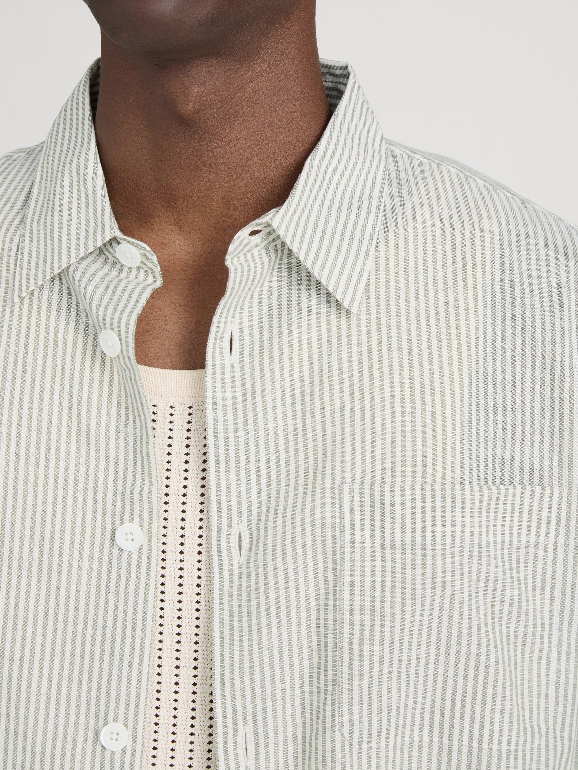 FRAME - Linen Blend Stripe Shirt - Image 5