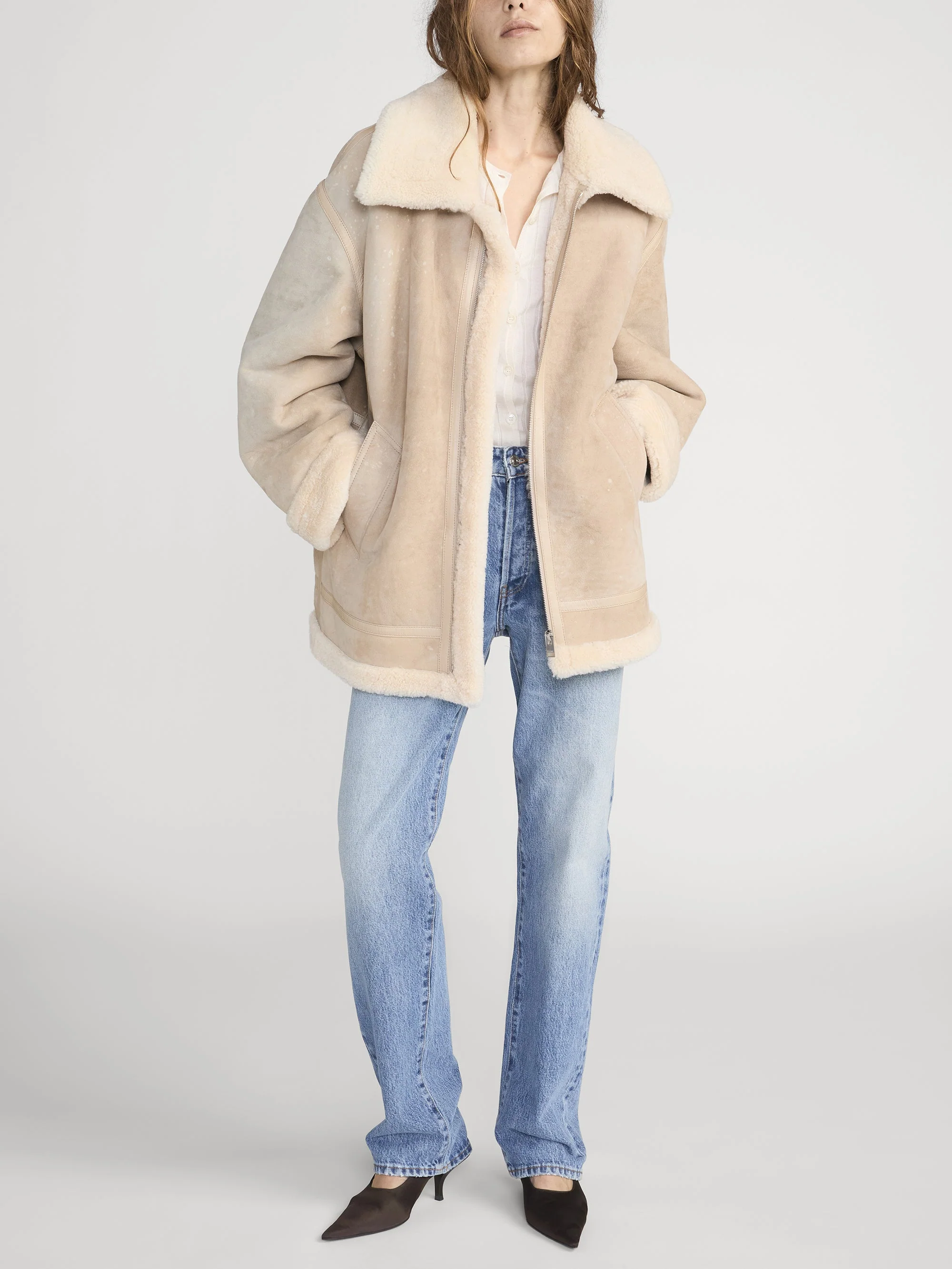 FRAME - The Aged Shearling Aviator Jacket - Image 2