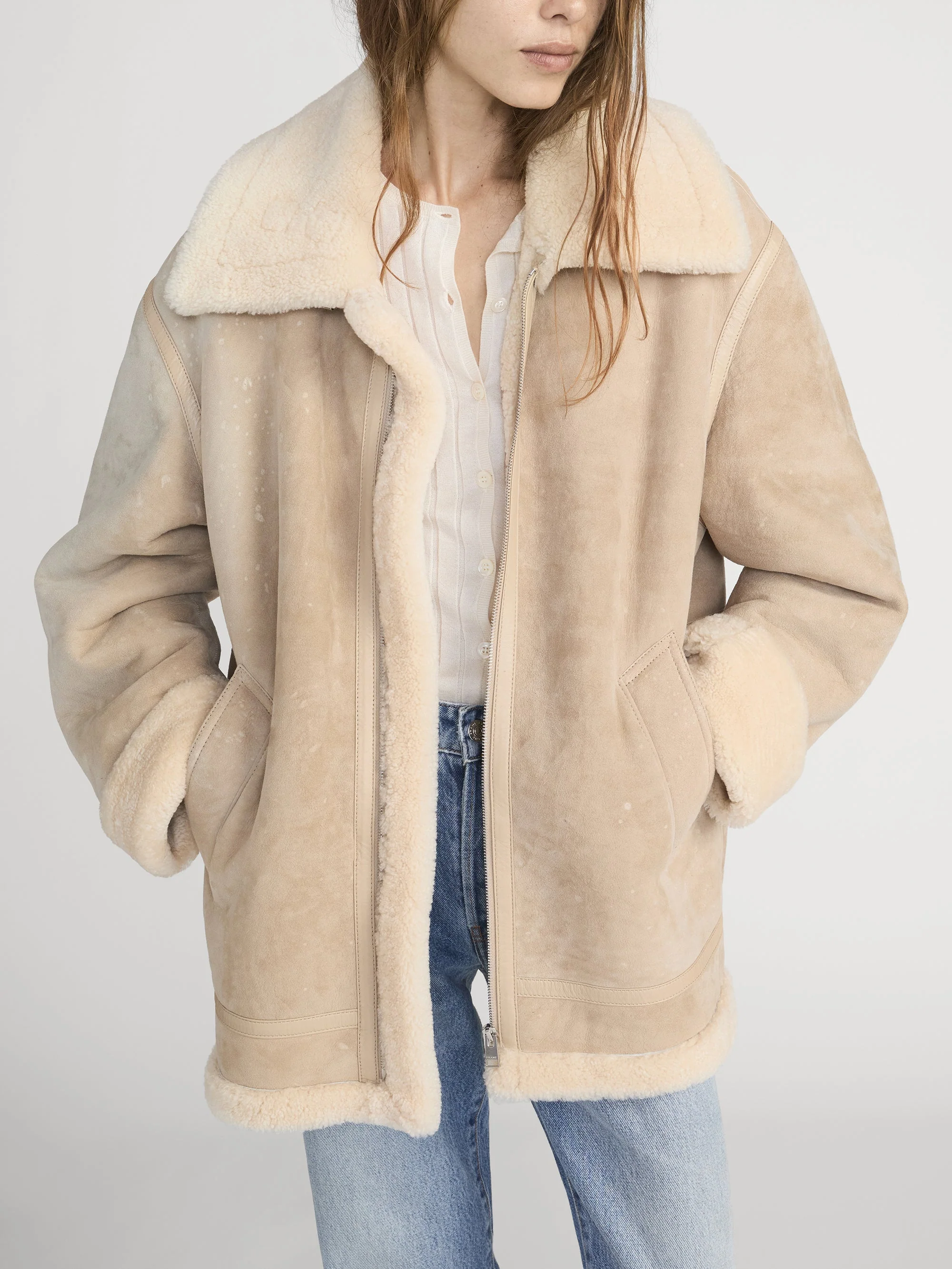FRAME - The Aged Shearling Aviator Jacket - Image 3