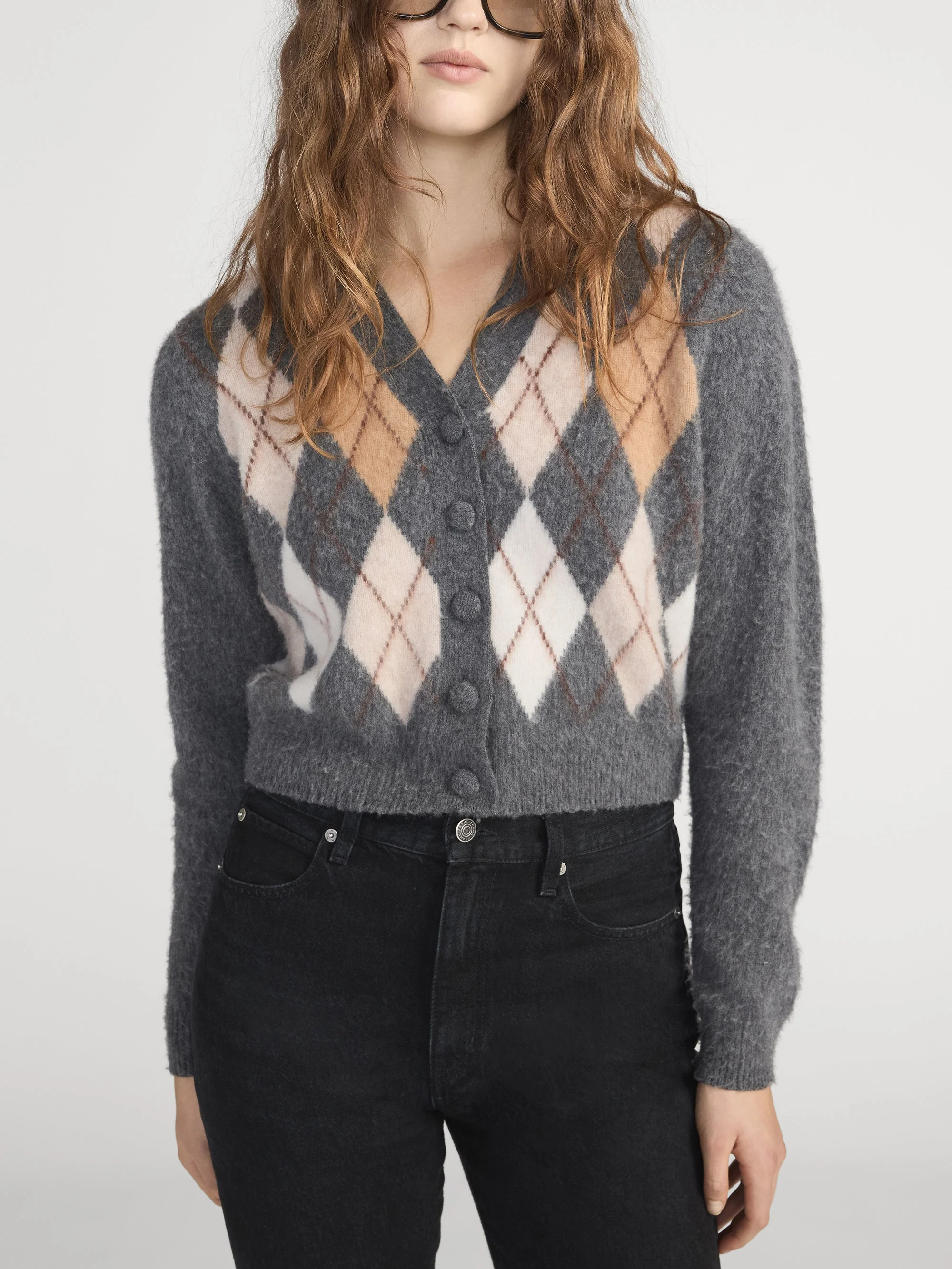 FRAME - The Brushed Argyle Cardi - Image 3