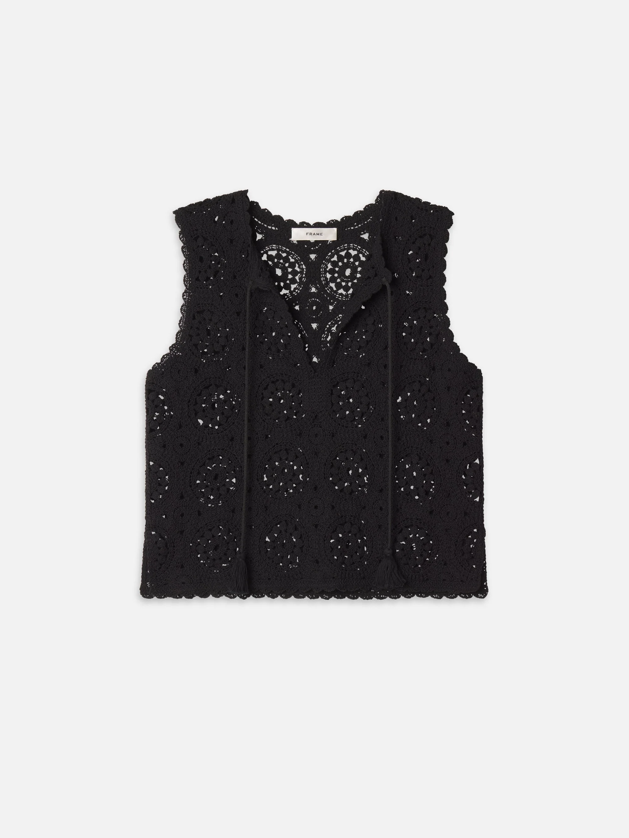 FRAME - The Crochet Tassel Popover Top