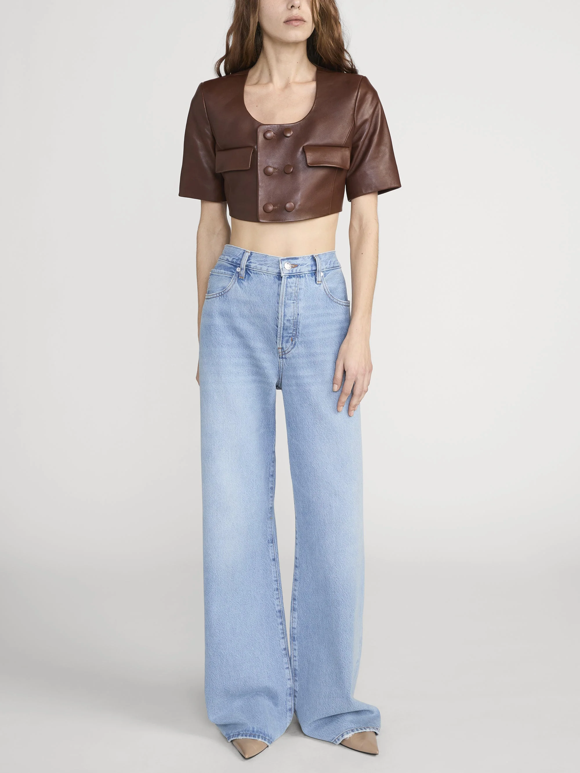FRAME - The Cropped Leather Jacket - Image 2