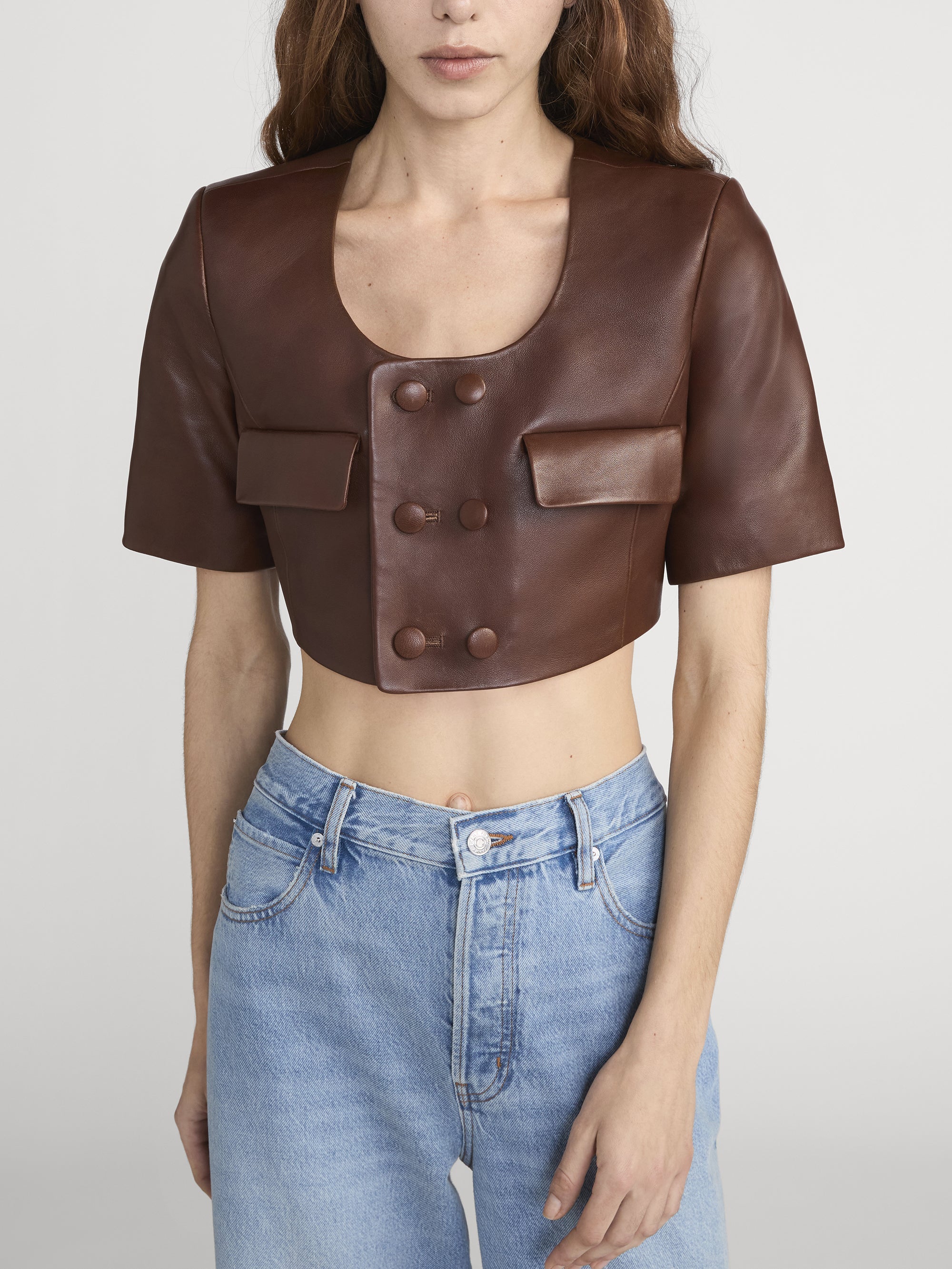 FRAME - The Cropped Leather Jacket - Image 3