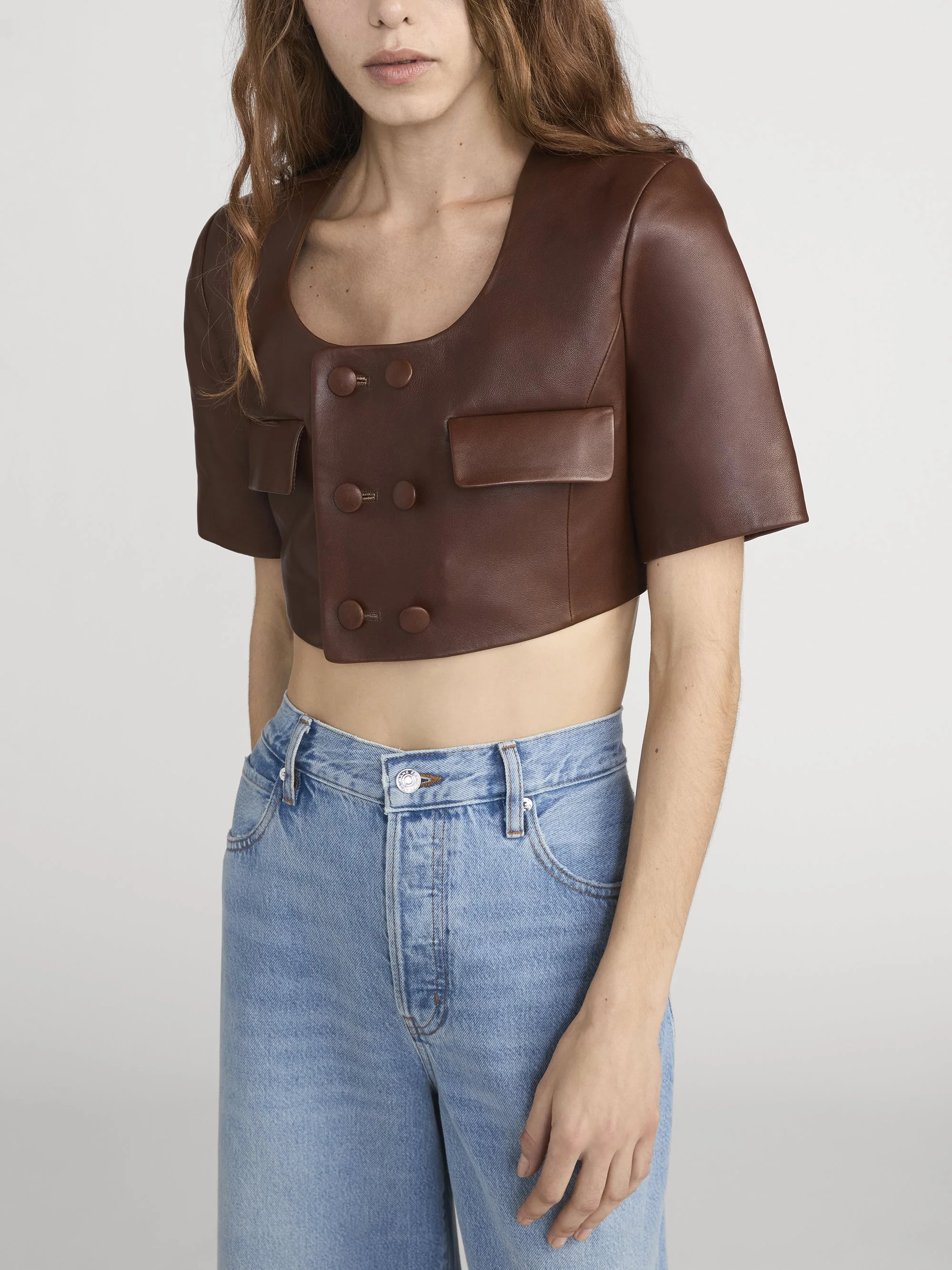 FRAME - The Cropped Leather Jacket - Image 4