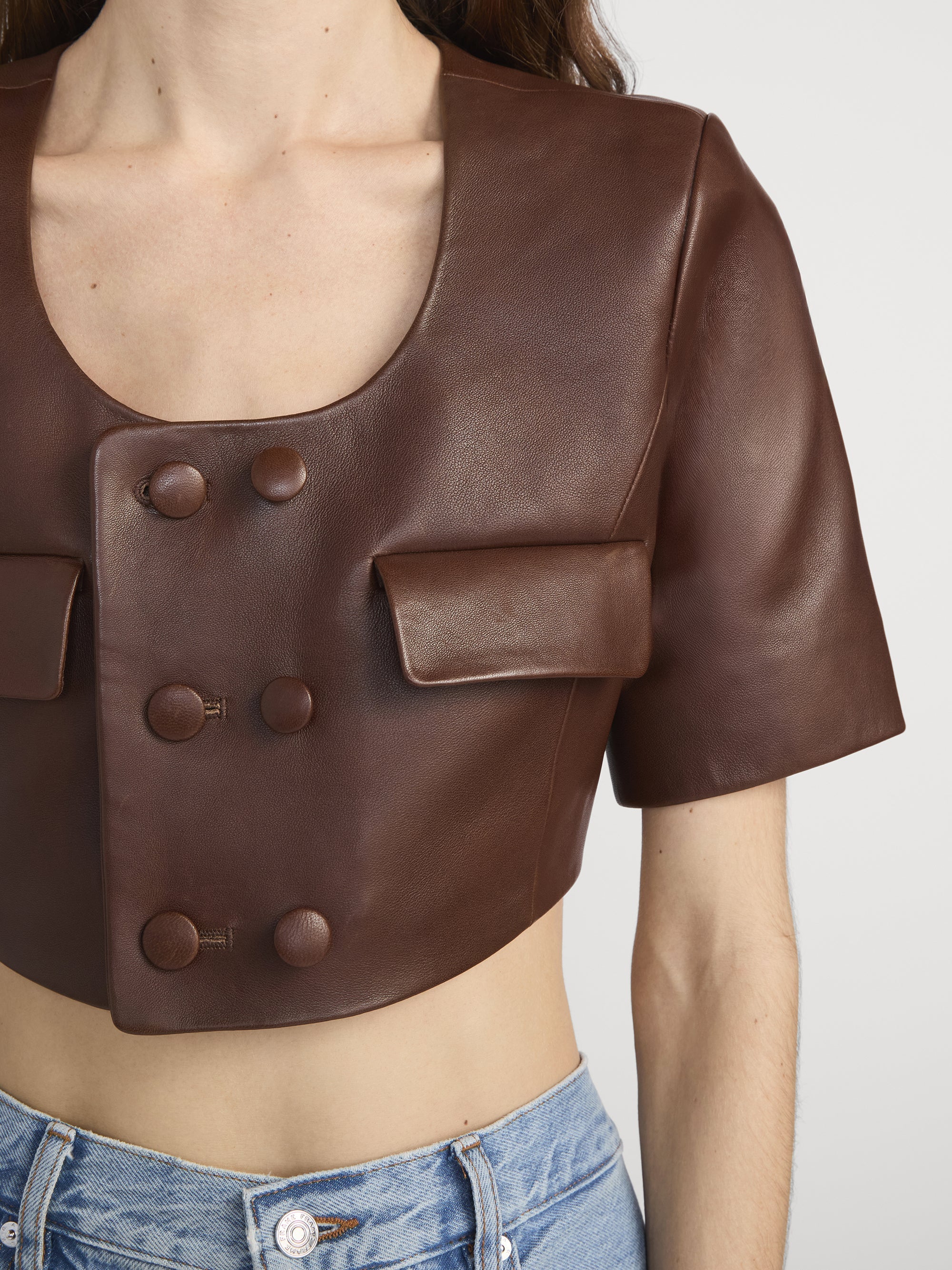 FRAME - The Cropped Leather Jacket - Image 5