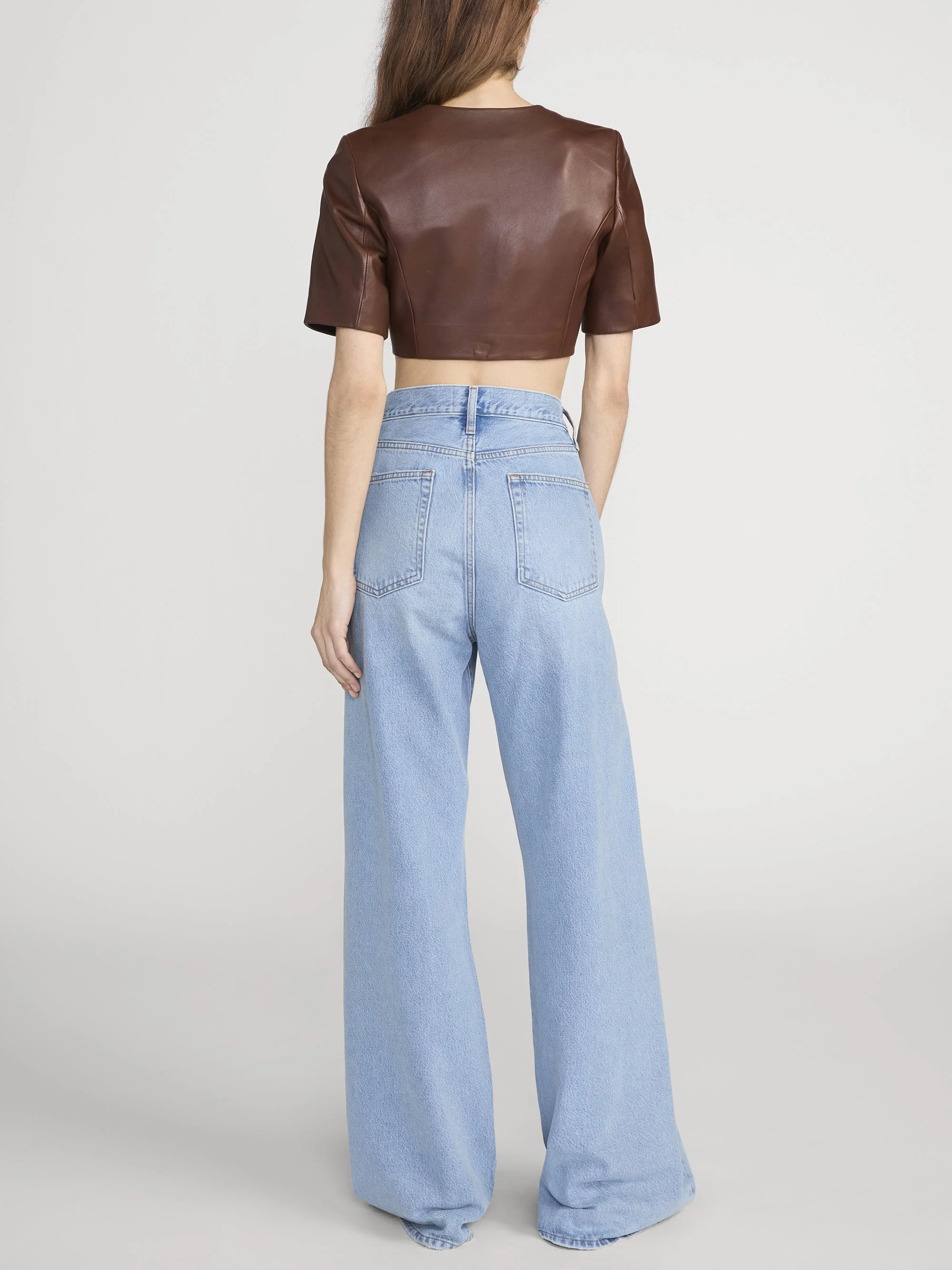 FRAME - The Cropped Leather Jacket - Image 6