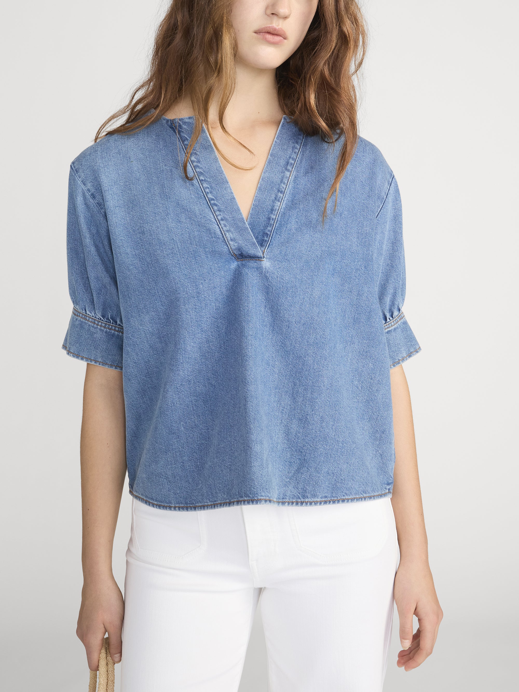 FRAME - The Denim V - neck Popover Top - Image 3