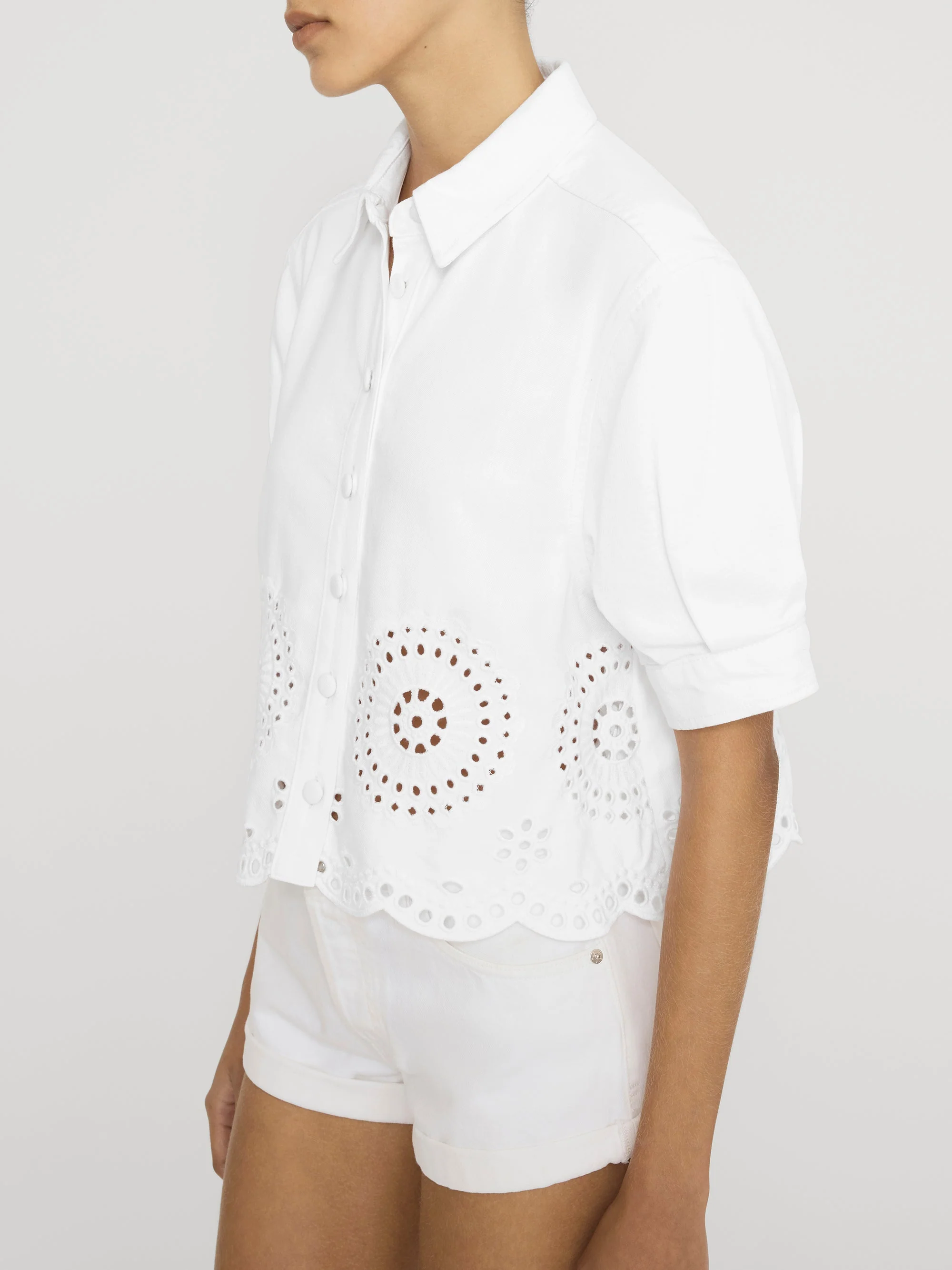 FRAME - The Eyelet Billow Sleeve Shirt - Image 4