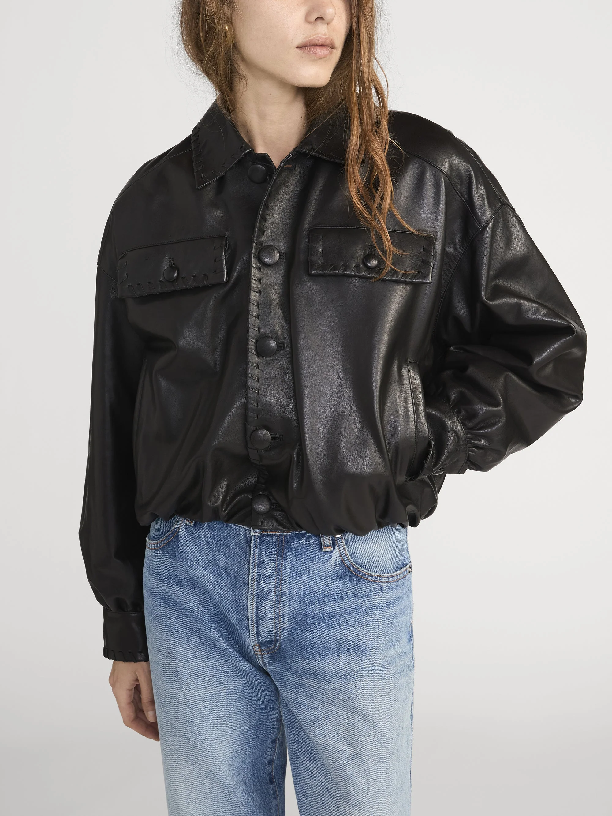 FRAME - The Leather Bubble Jacket - Image 3