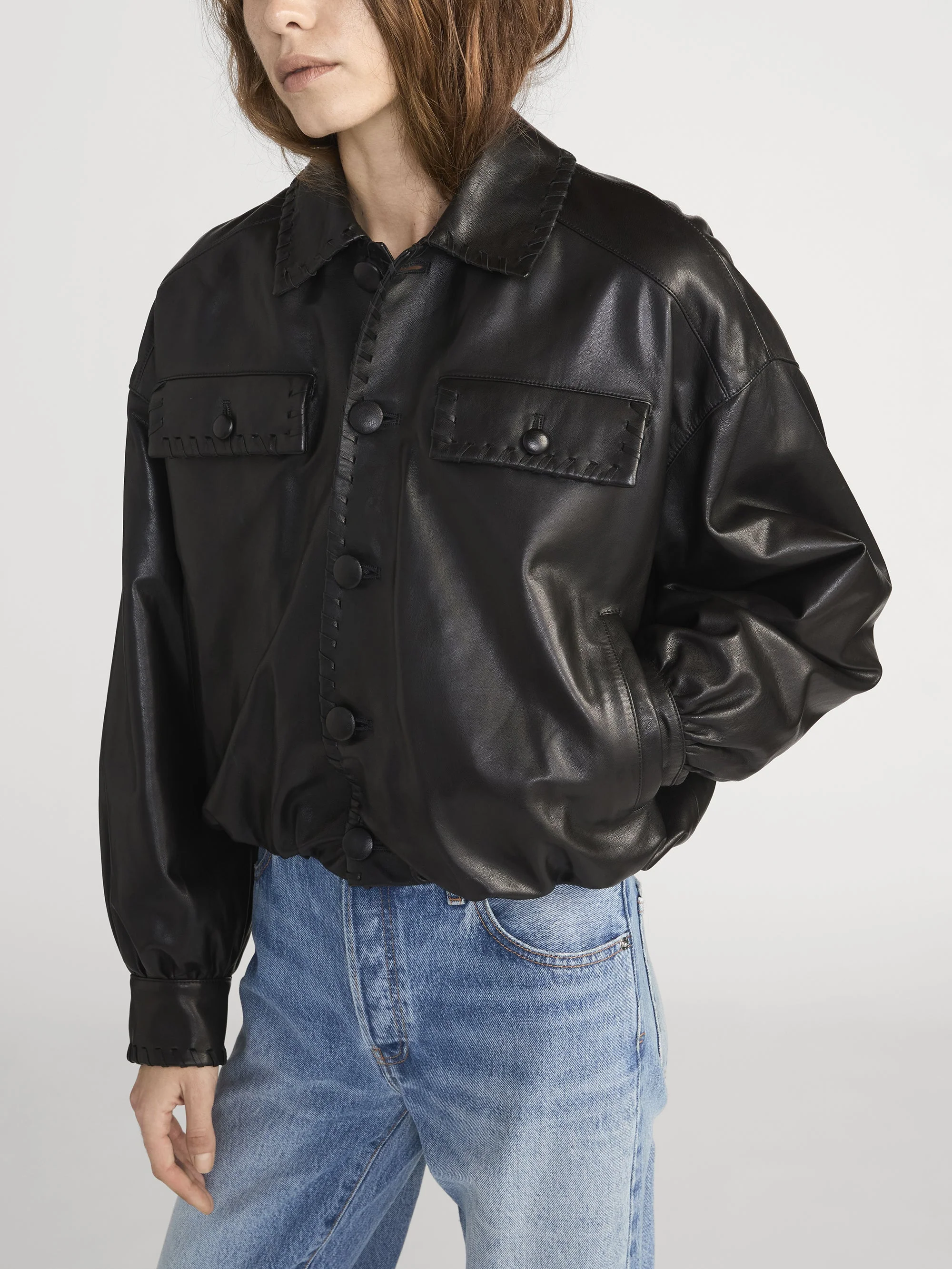 FRAME - The Leather Bubble Jacket - Image 4
