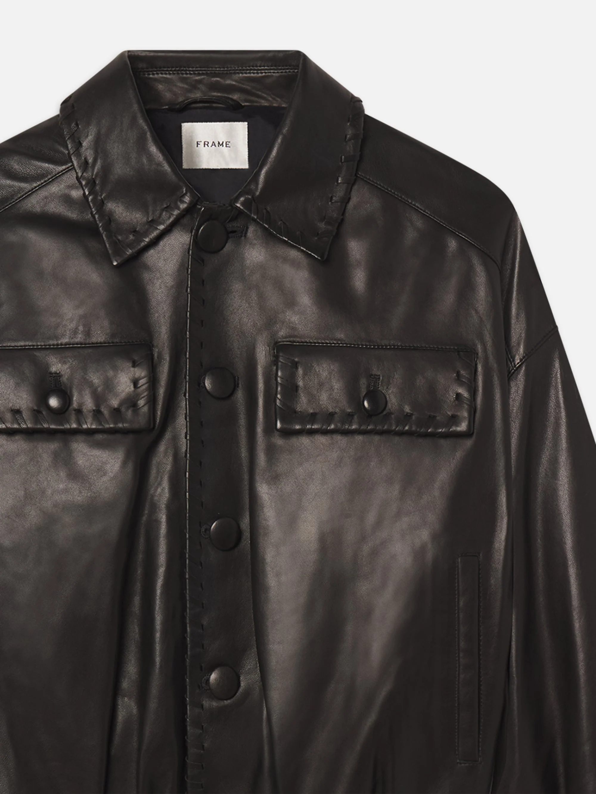 FRAME - The Leather Bubble Jacket - Image 7