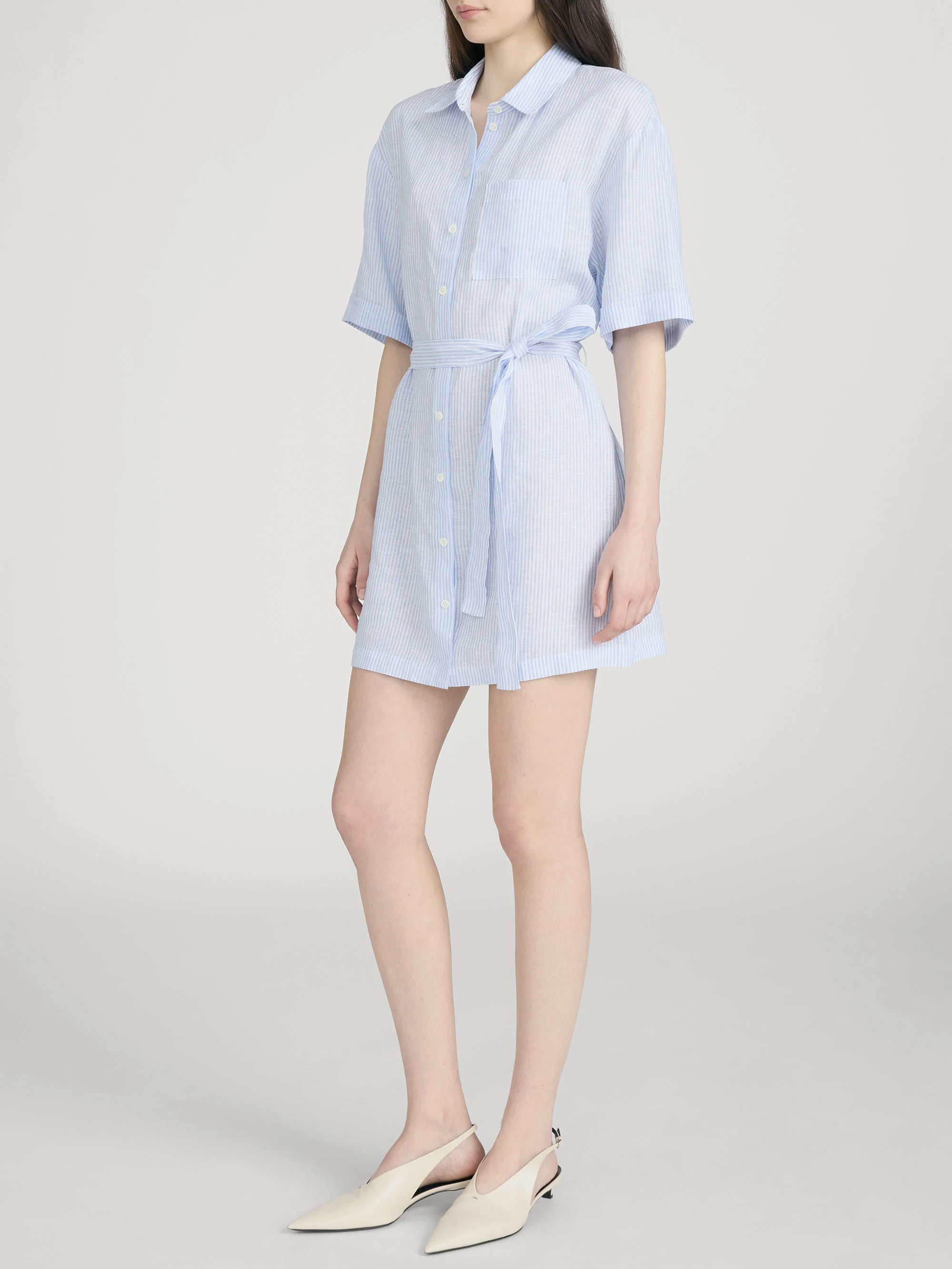FRAME - The Linen Belted Dress Chambray - Image 3