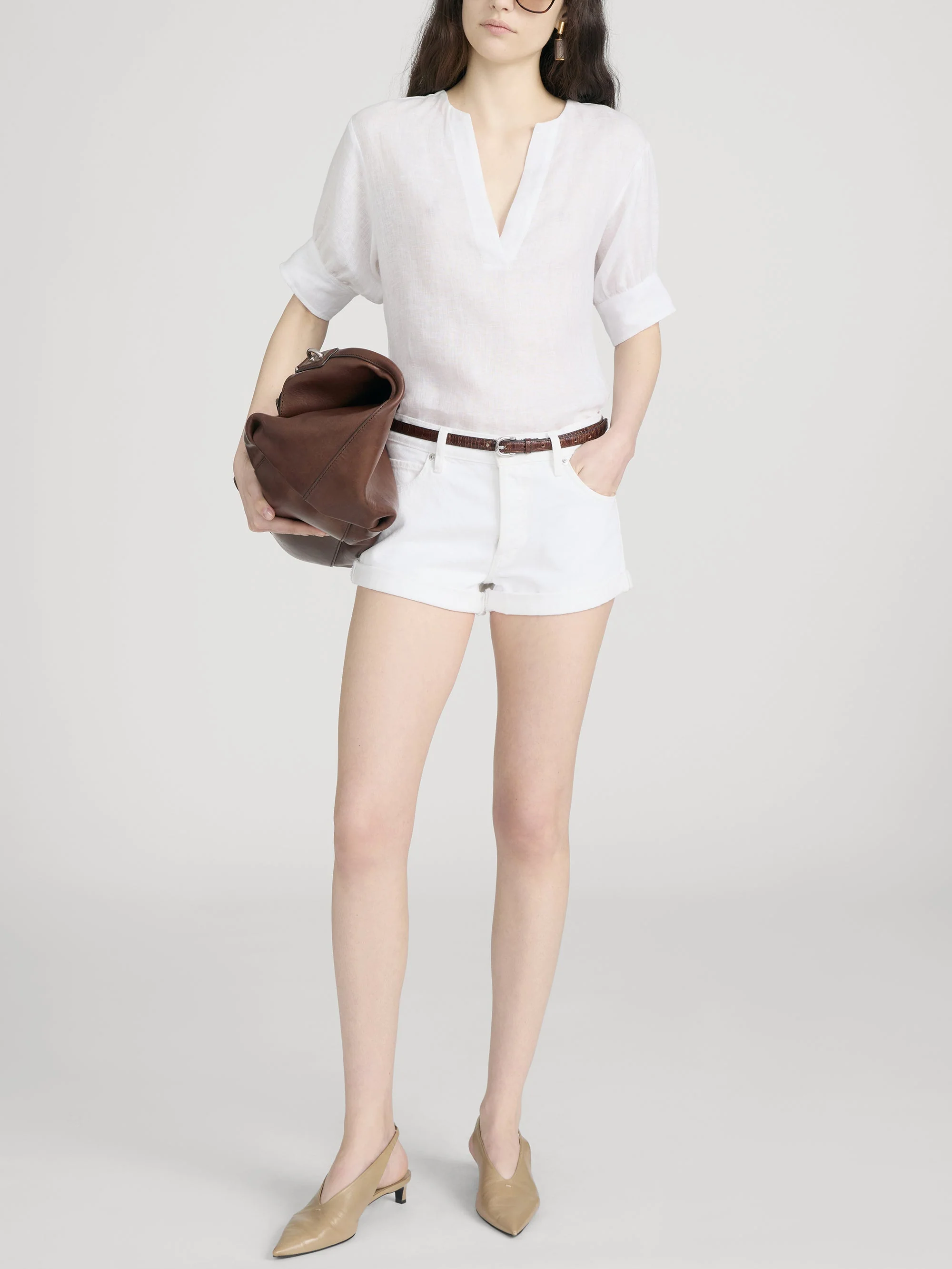 FRAME - The Linen V - Neck Popover Top - Image 2