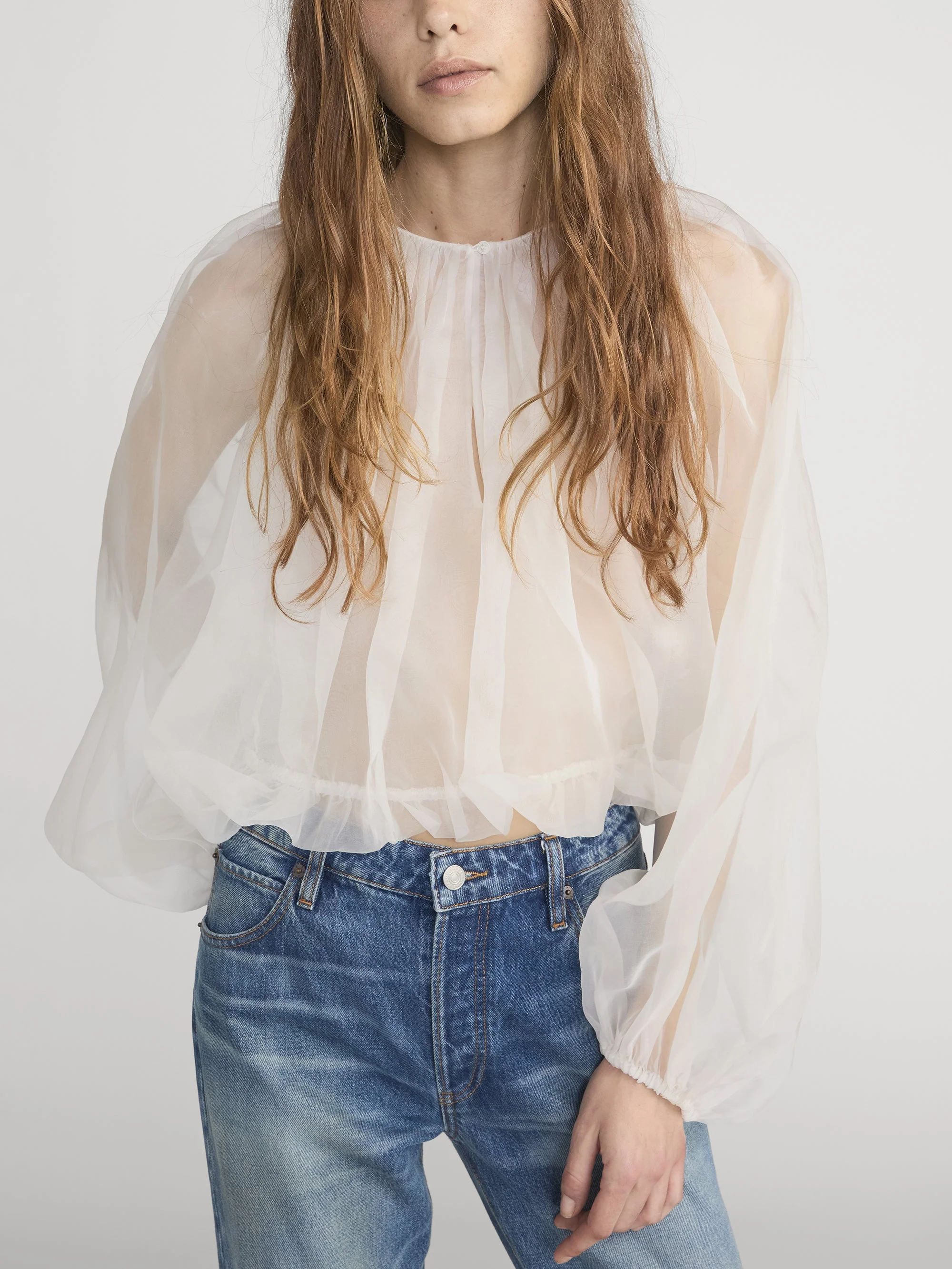 FRAME - The Sheer Balloon Blouse - Image 3