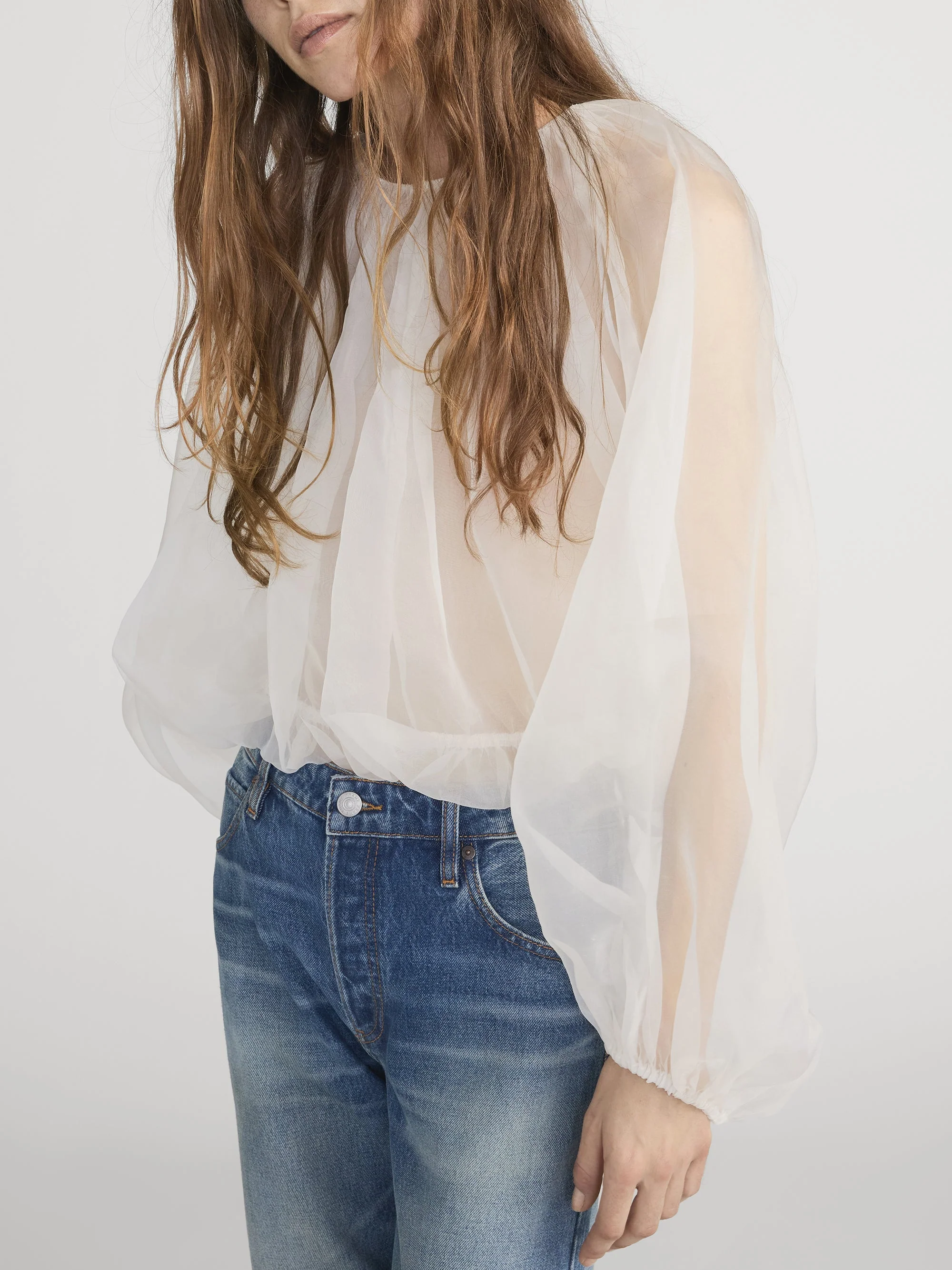 FRAME - The Sheer Balloon Blouse - Image 4