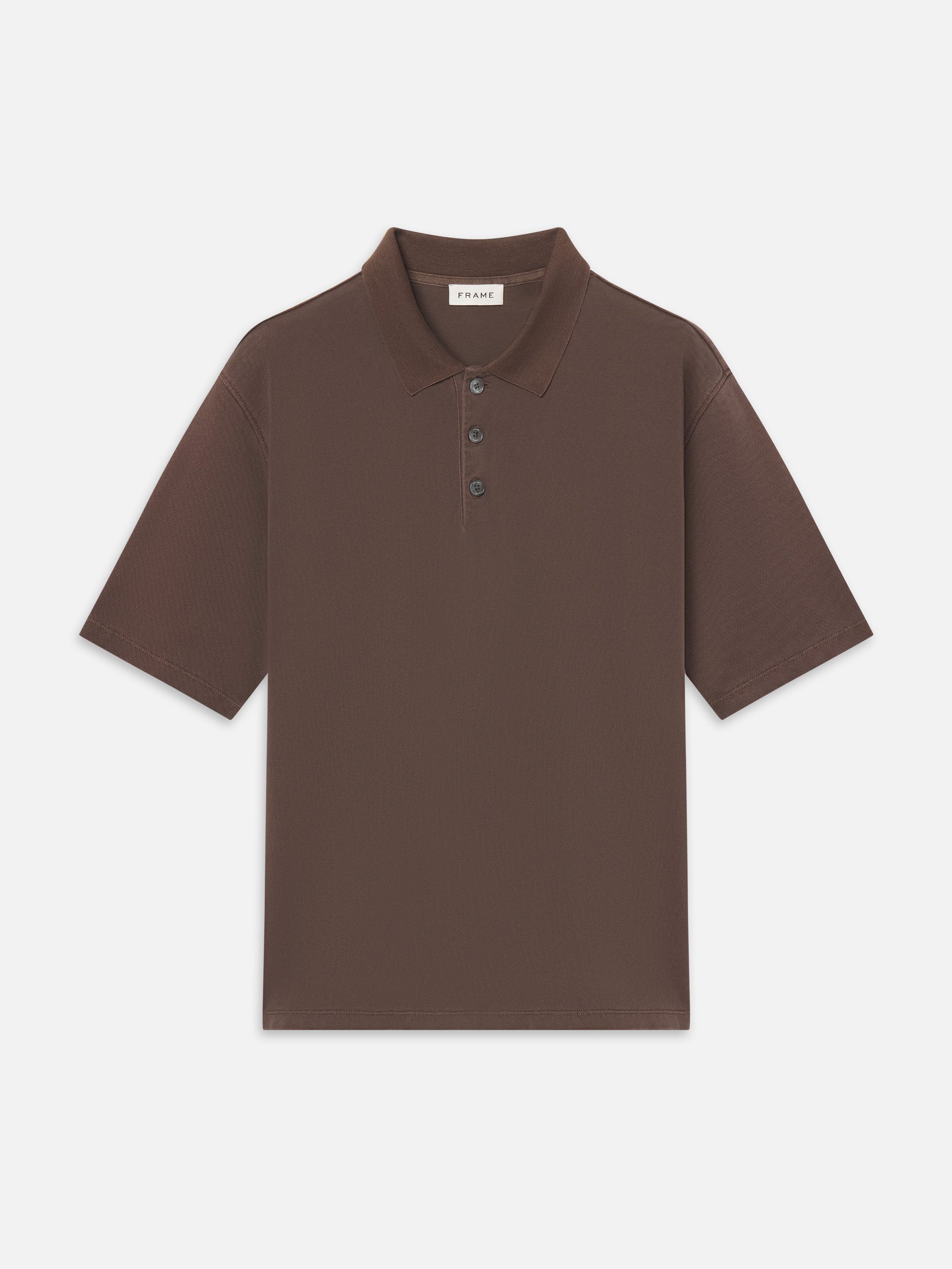FRAME - Washed Light Pique Polo - Antique Cafe