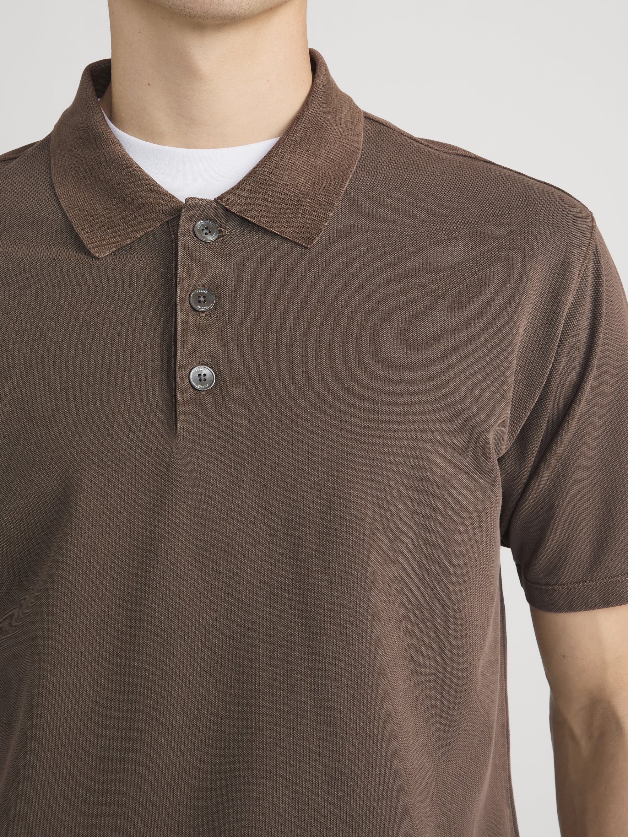 FRAME - Washed Light Pique Polo - Antique Cafe - Image 5